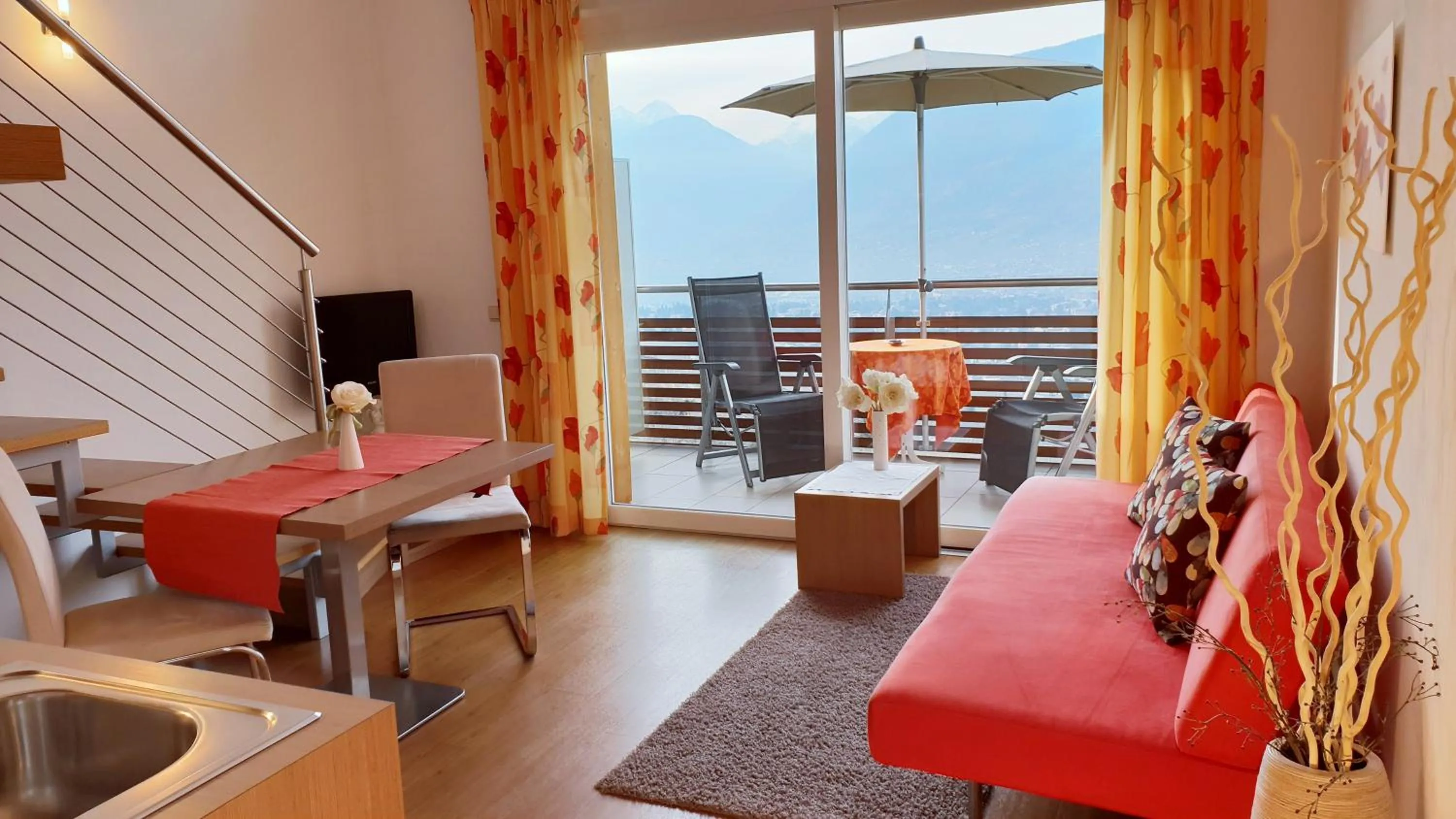 Living room, Bed in Appartements Dornach
