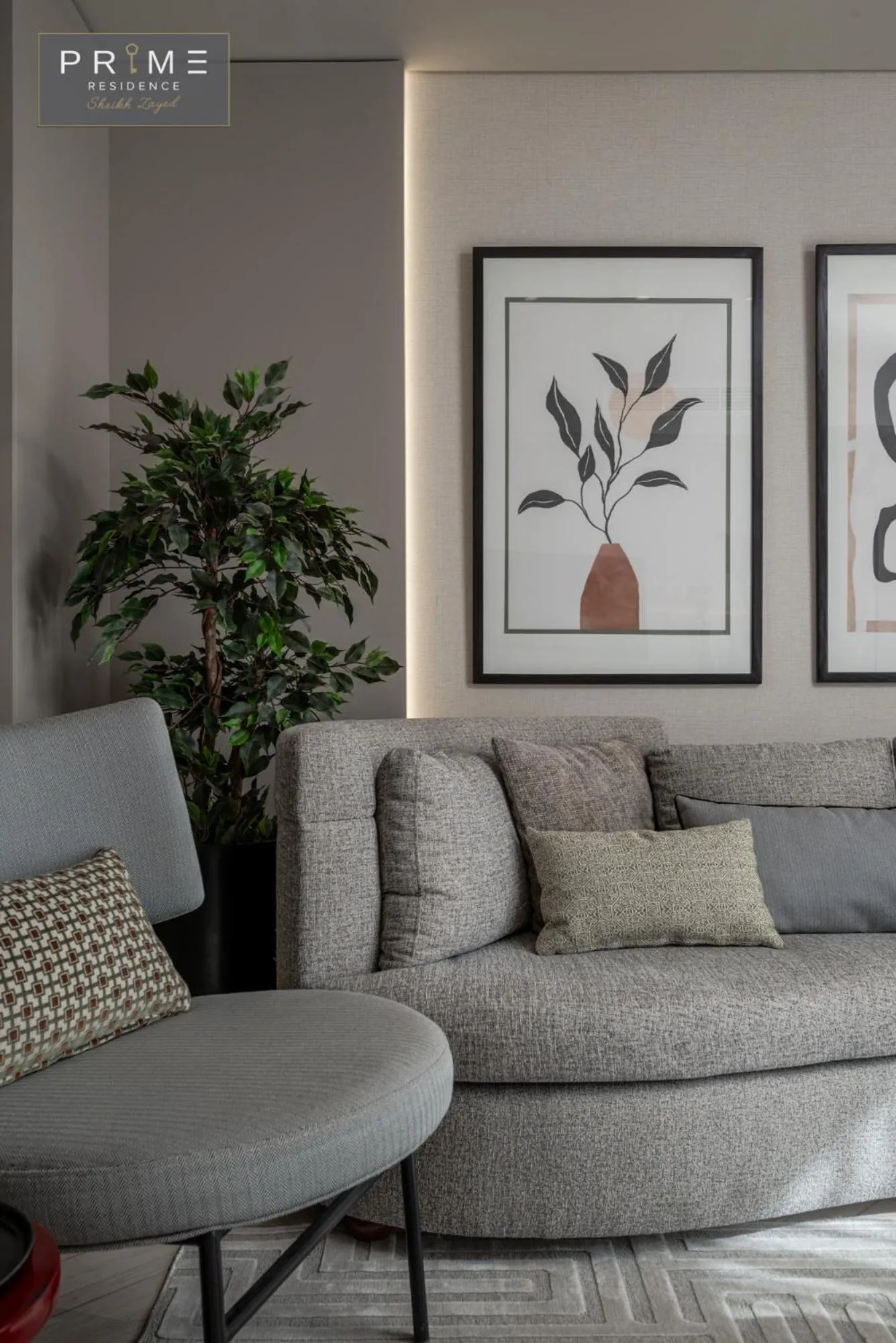 Seating area in Prime Residence Sheikh Zayed