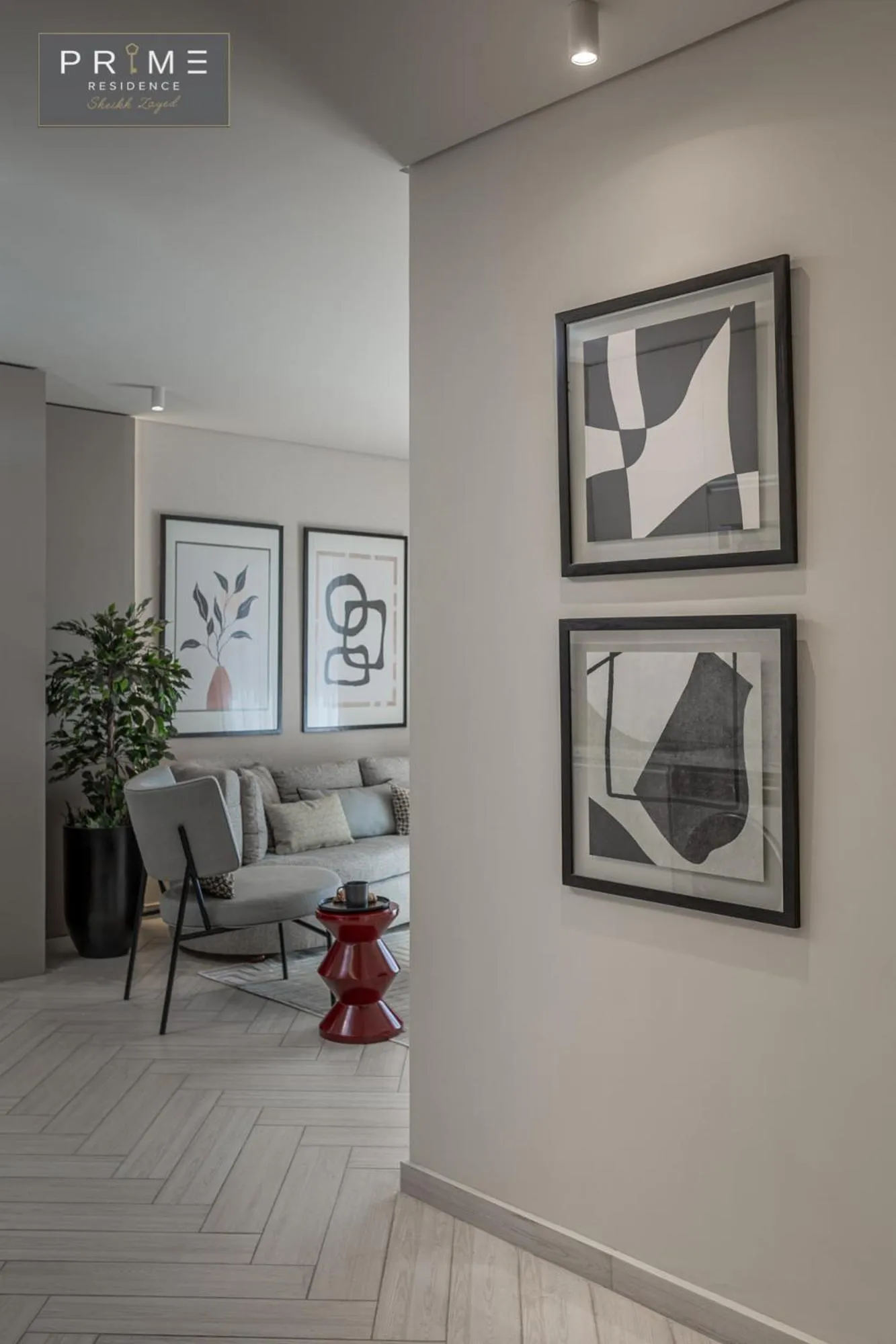 Seating area in Prime Residence Sheikh Zayed