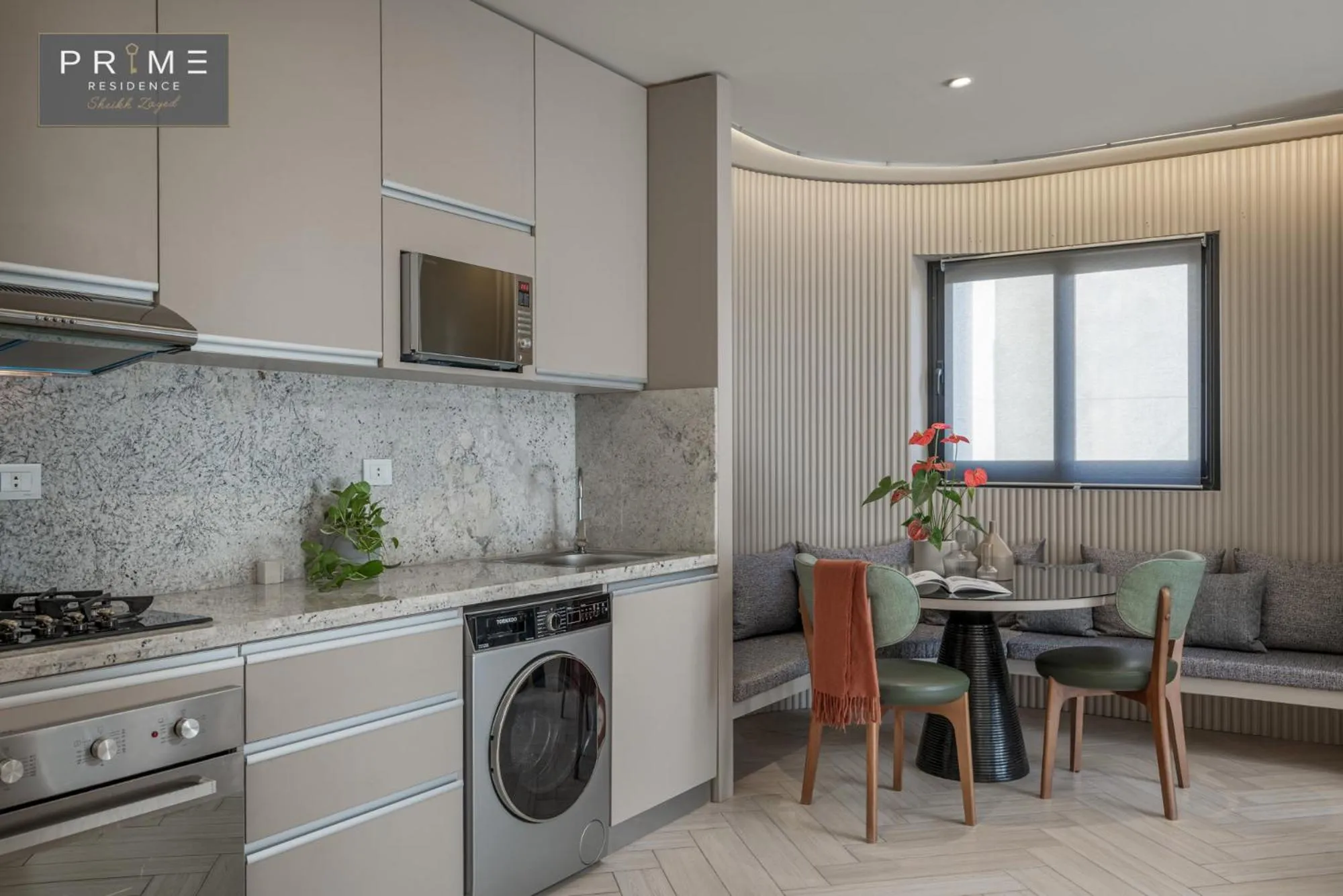 Seating area in Prime Residence Sheikh Zayed