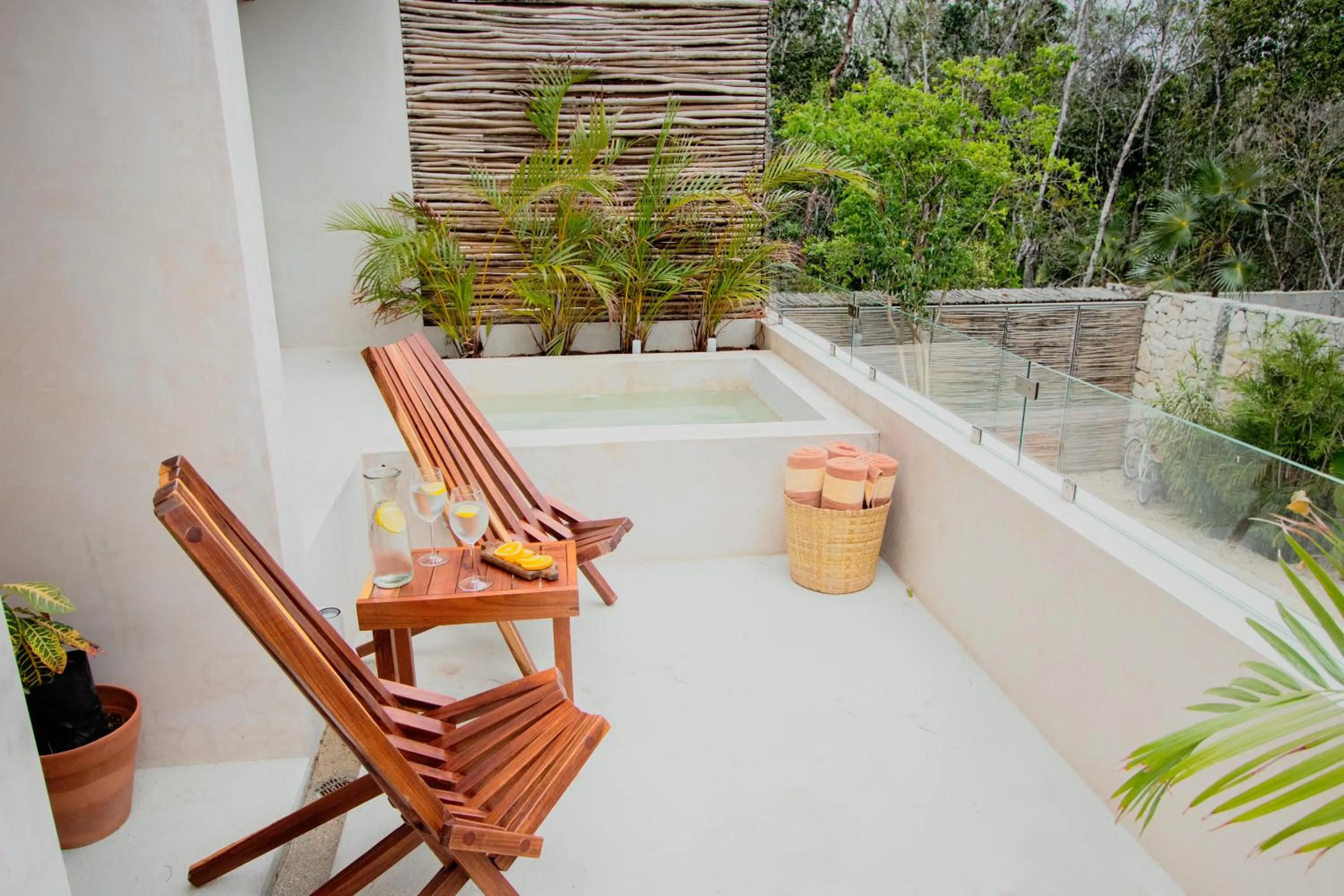 Balcony/Terrace in Spacious 2BR apt · Wide balcony w/tub & Yoga deck