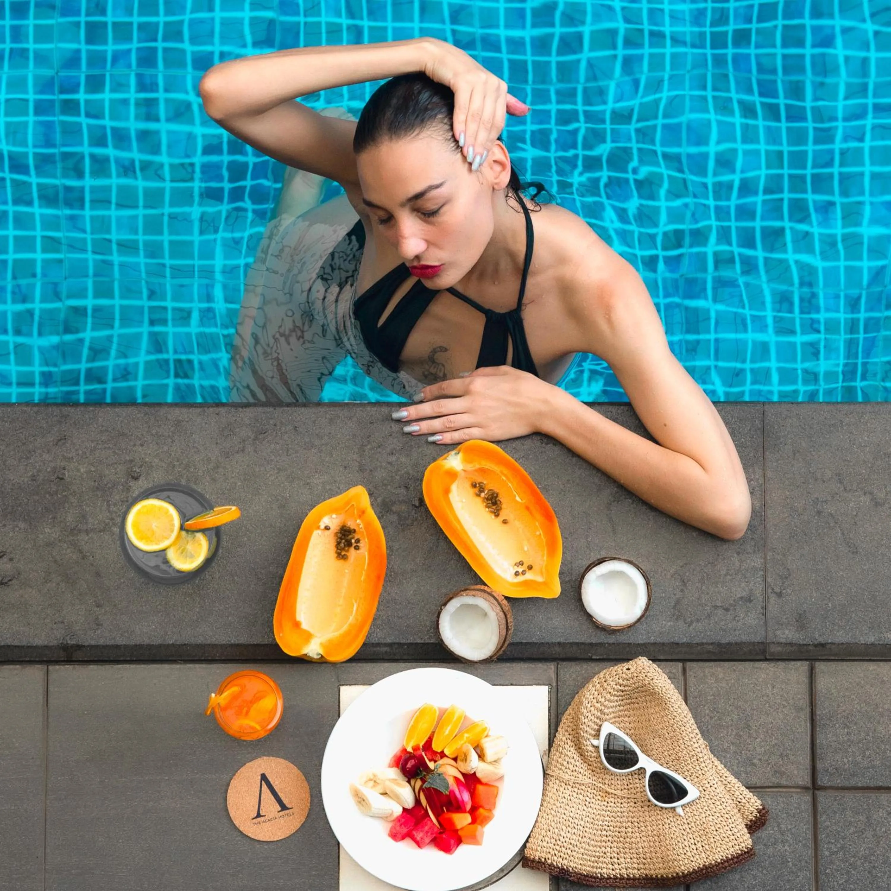 Pool view in The Acacia Hotel & Spa