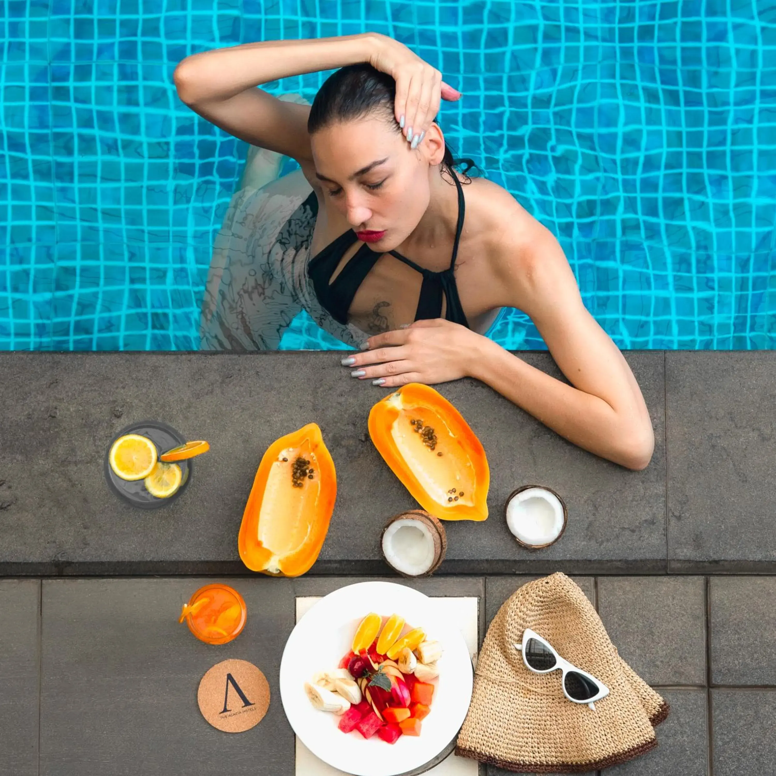 Pool view in The Acacia Hotel & Spa Pool view in The Acacia Hotel & Spa