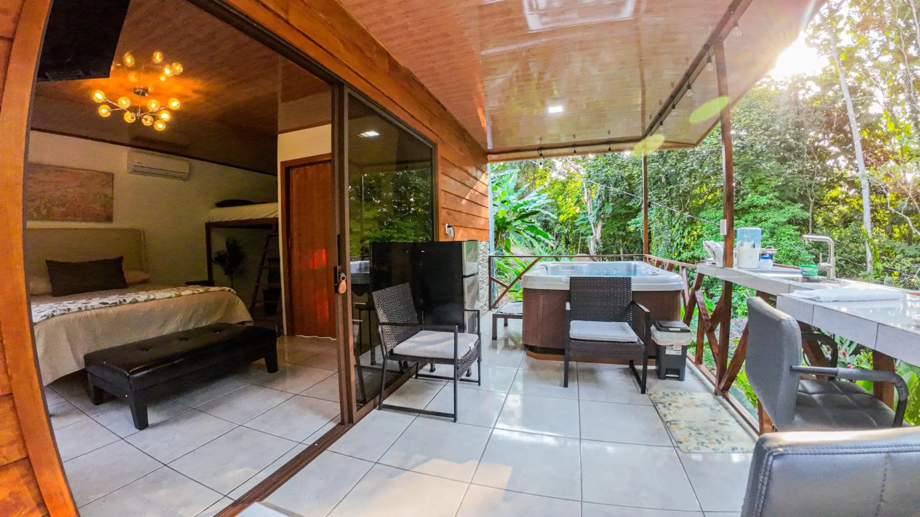 Seating area in Bungalows Las Iguanas Arenal Volcano