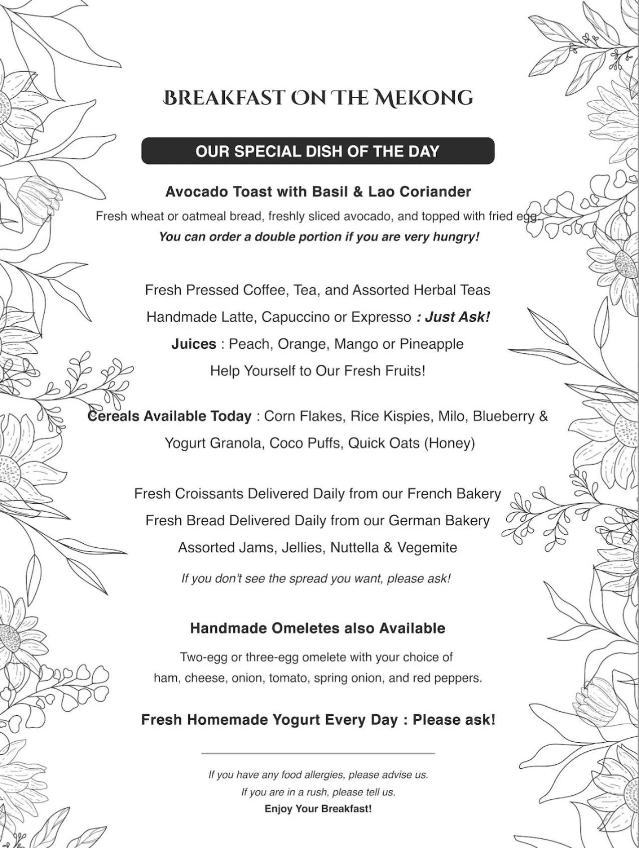 Breakfast in On The Mekong Resort