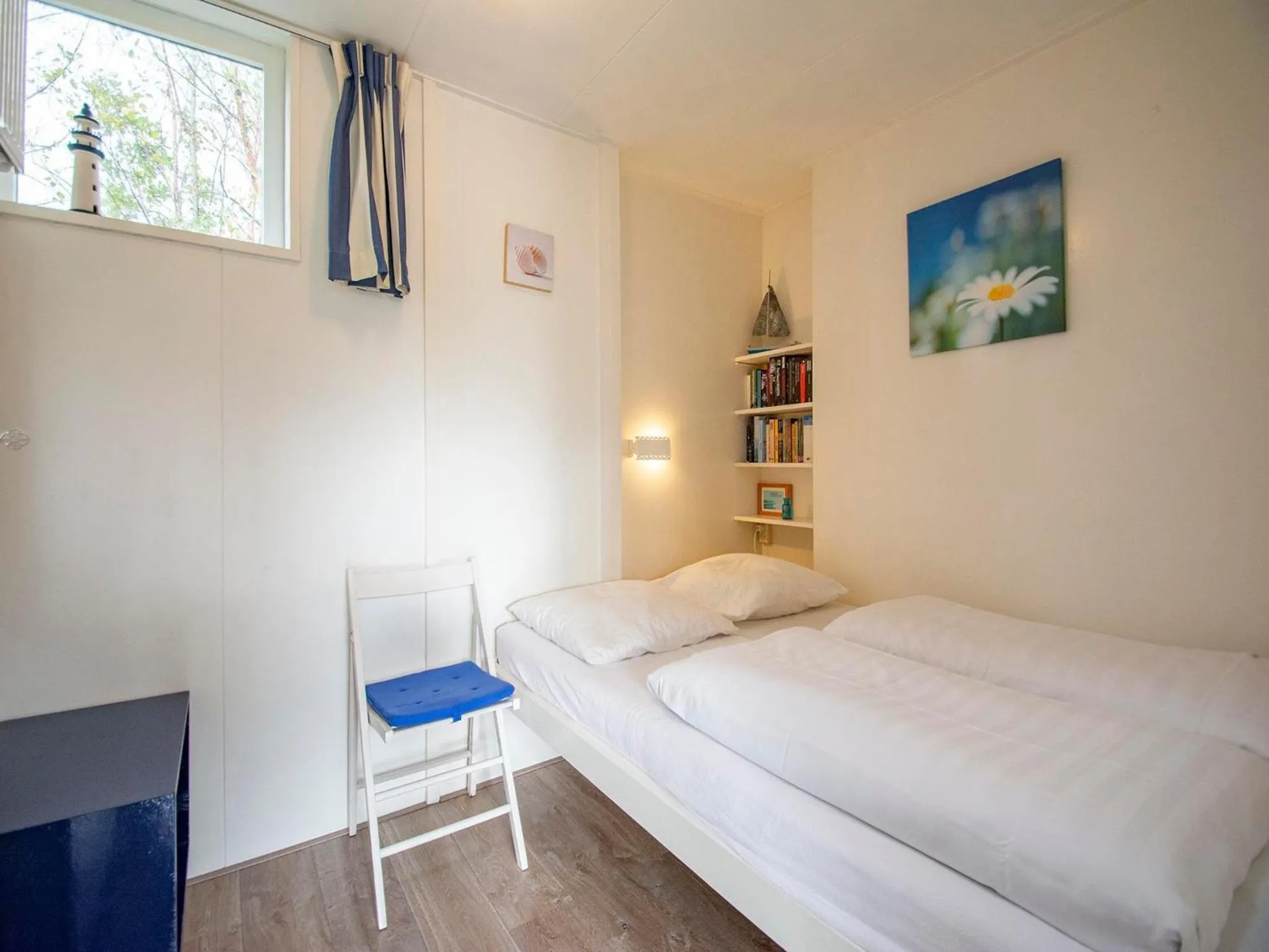 Bedroom, Bed in Bungalow near Dutch Beach & Family-Friendly Park