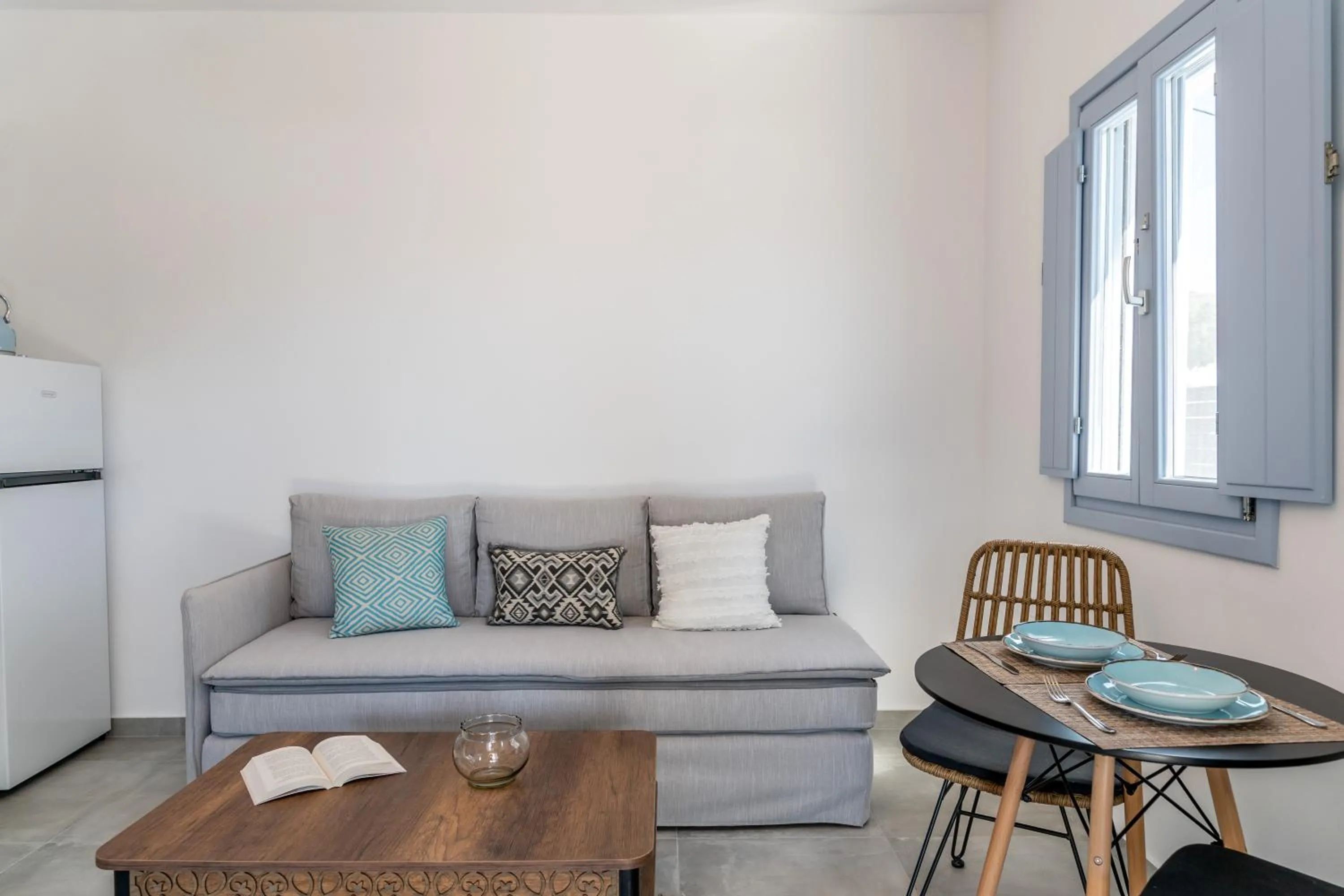 Seating area in SantoRossa Luxury Villas