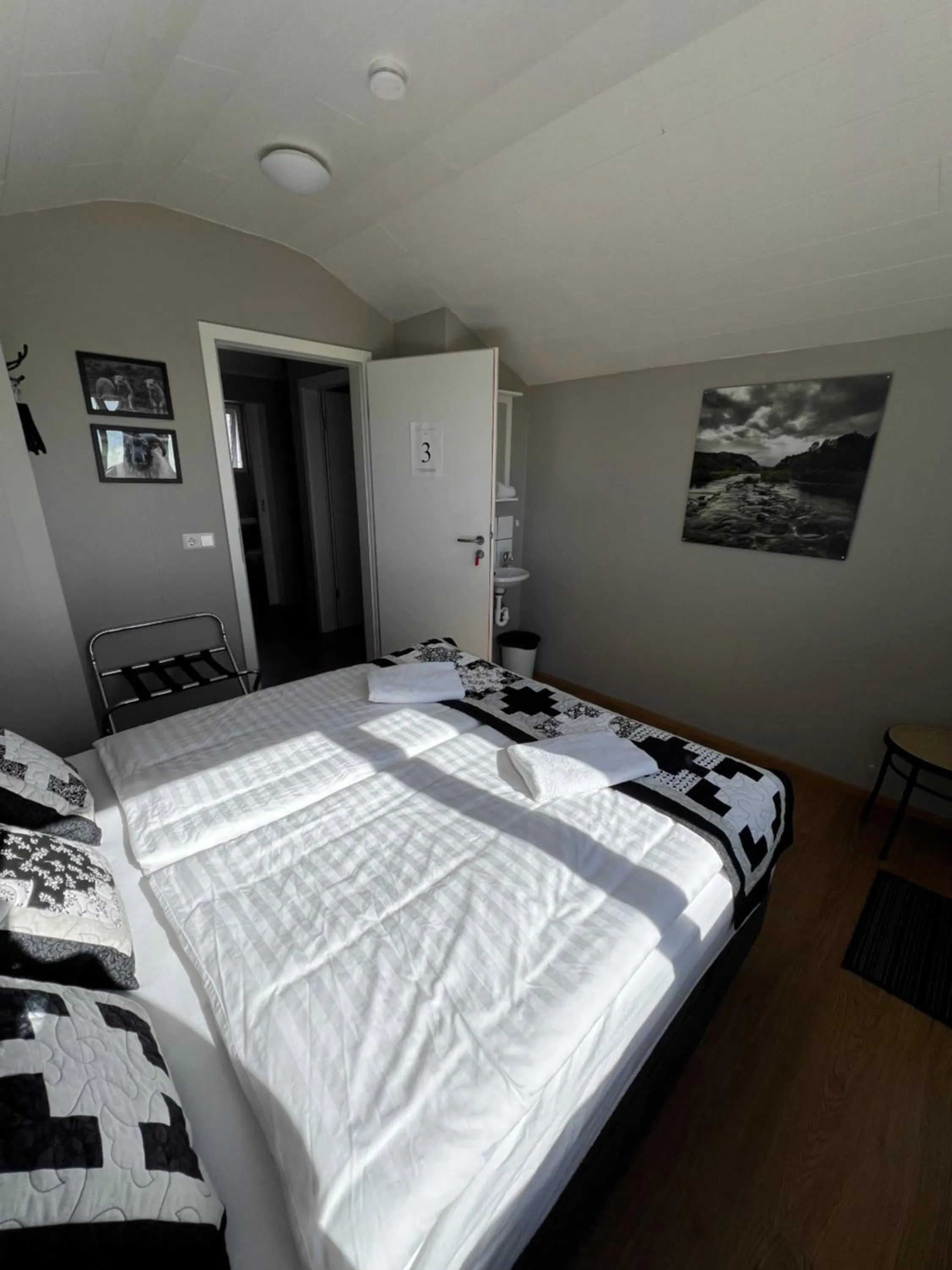 Bed in Sauðanes Guesthouse