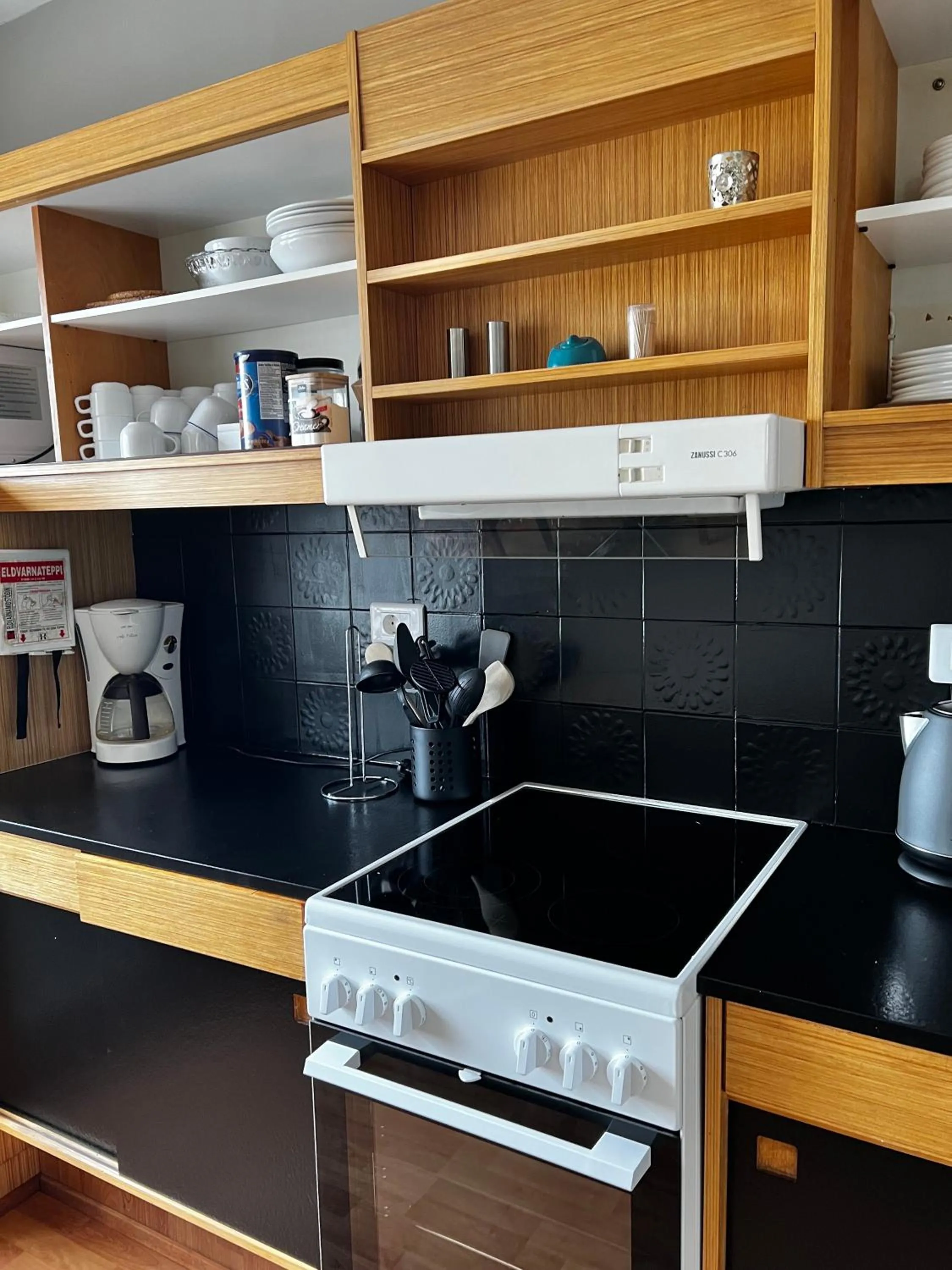 Kitchen or kitchenette in Sauðanes Guesthouse