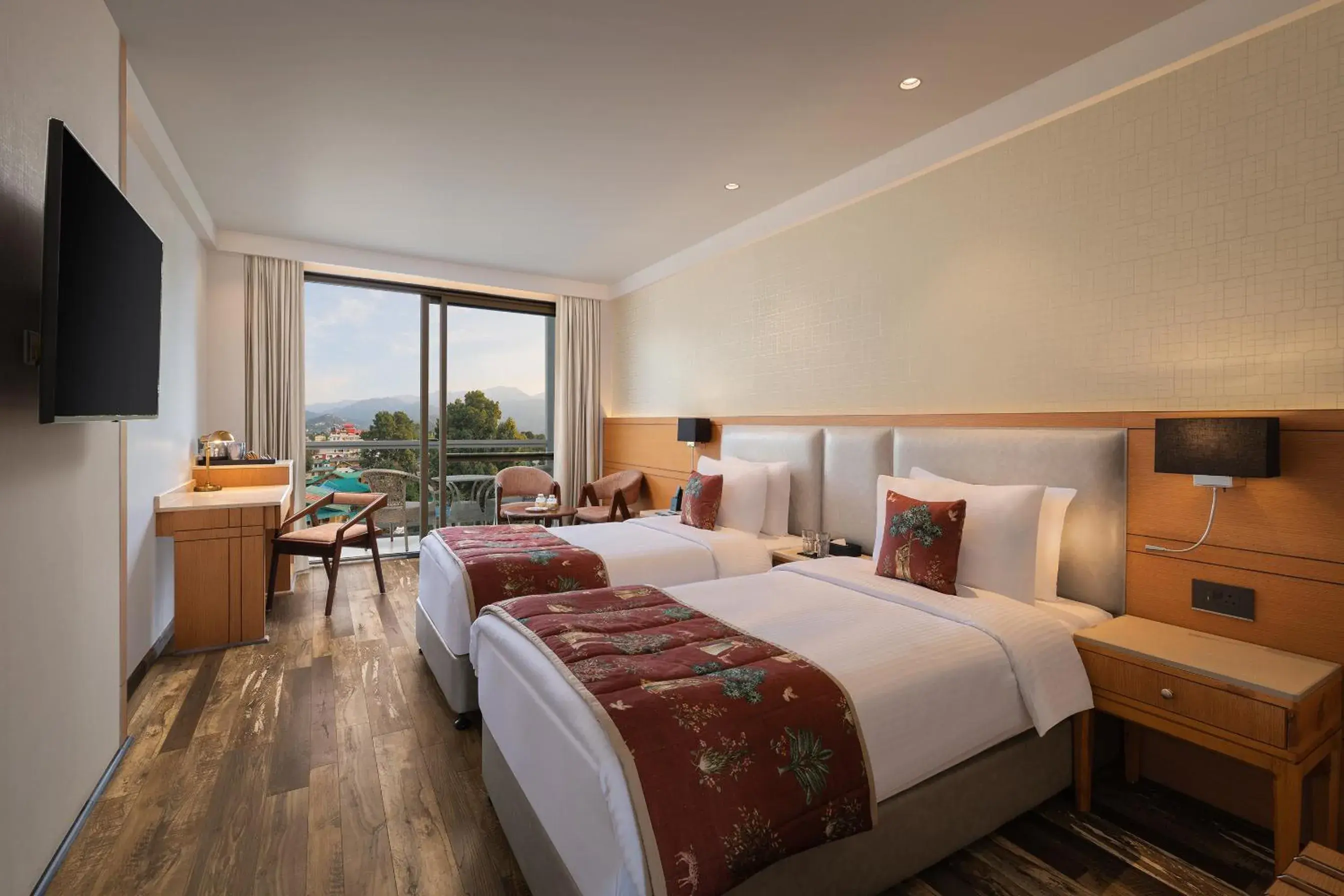 View (from property/room), Bed in INFINITEA CENTRIC DHARAMSHALA View (from property/room), Bed in INFINITEA CENTRIC DHARAMSHALA