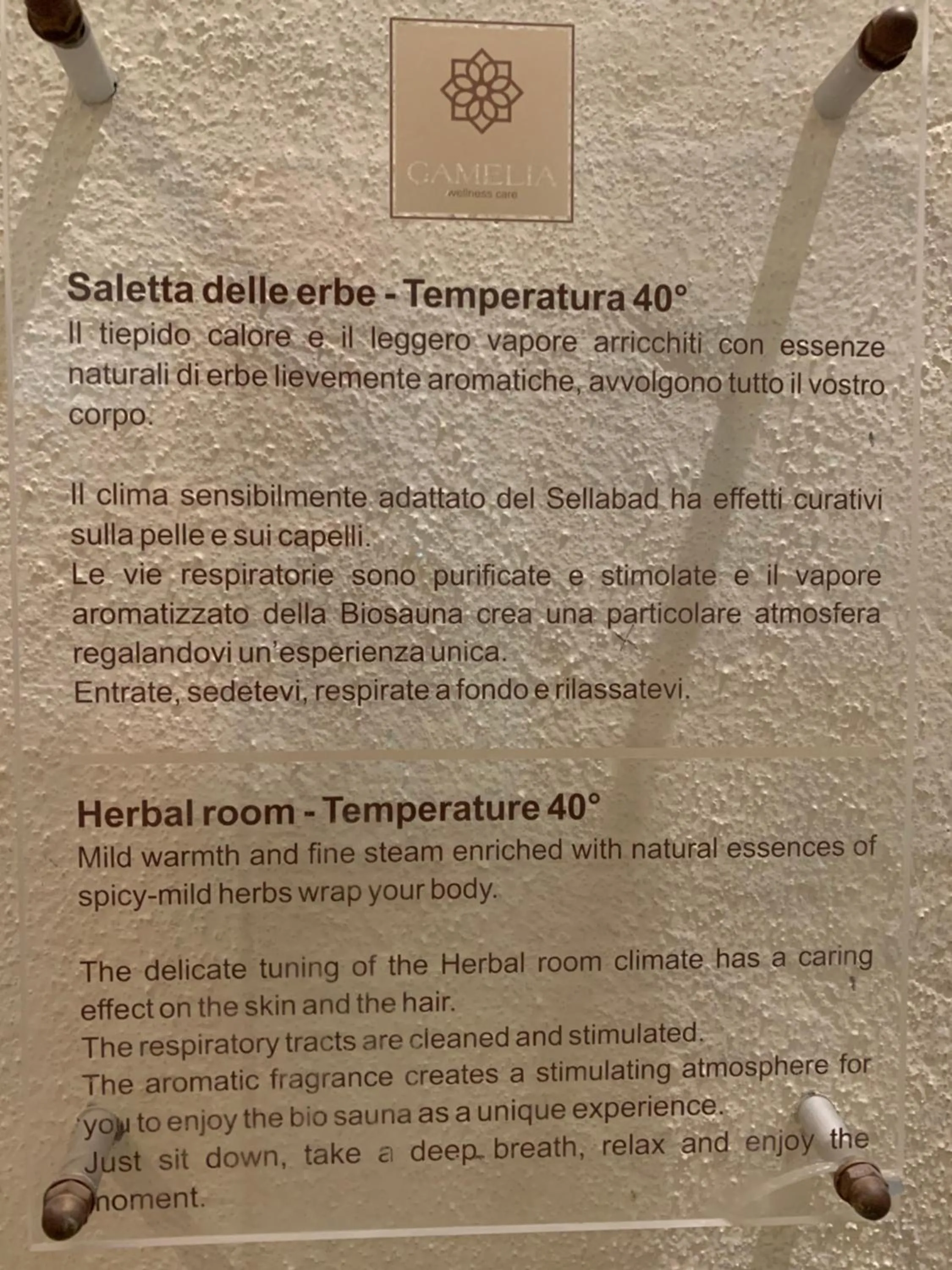 Steam room in Saturnia Tuscany Hotel