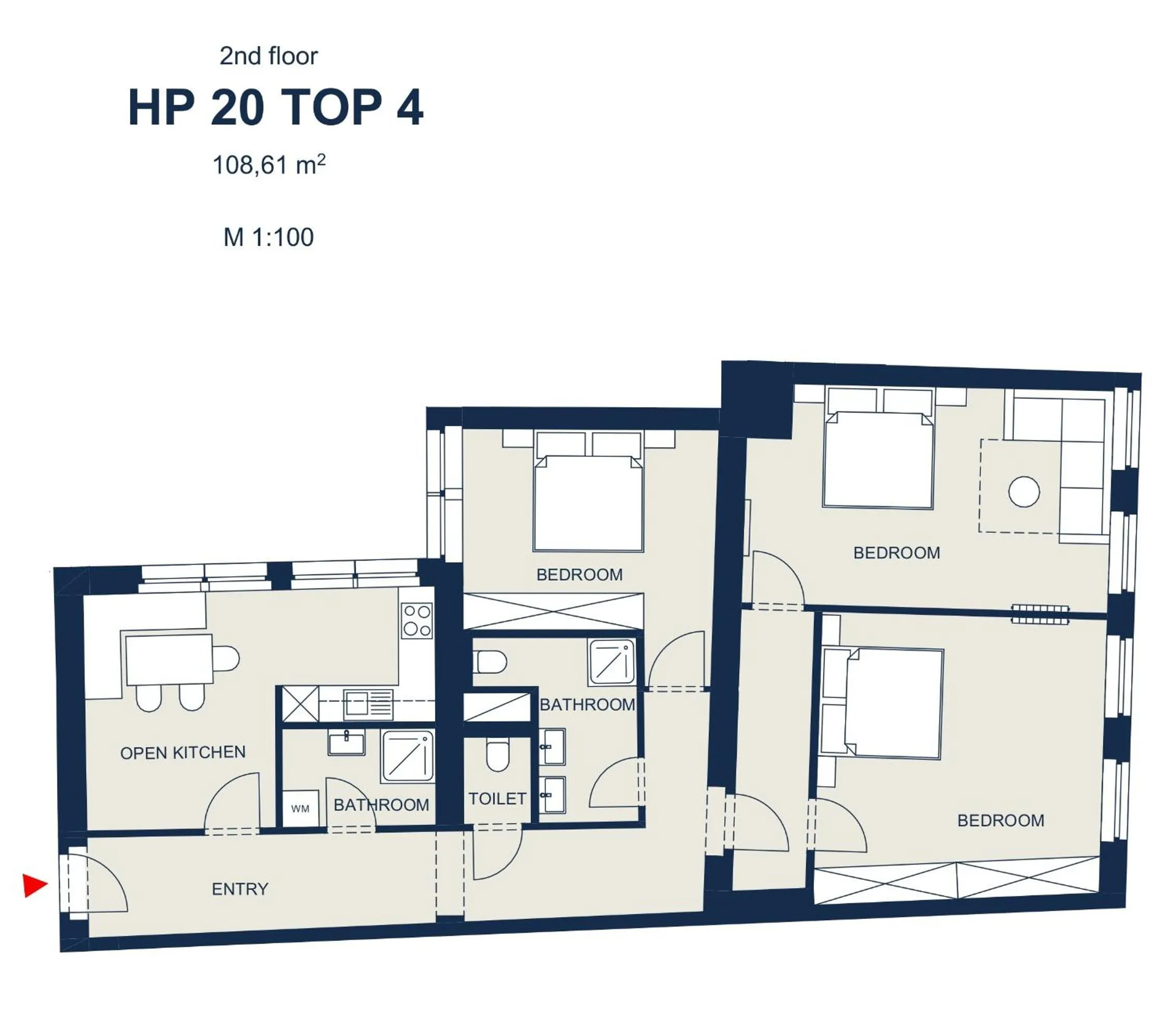 Floor plan in easy-flat Hauptplatz - City Center Apartments with a Kitchen