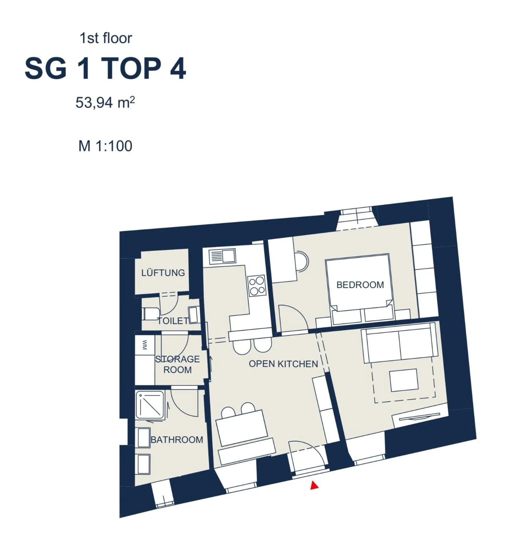 Floor plan in easy-flat Hauptplatz - City Center Apartments with a Kitchen