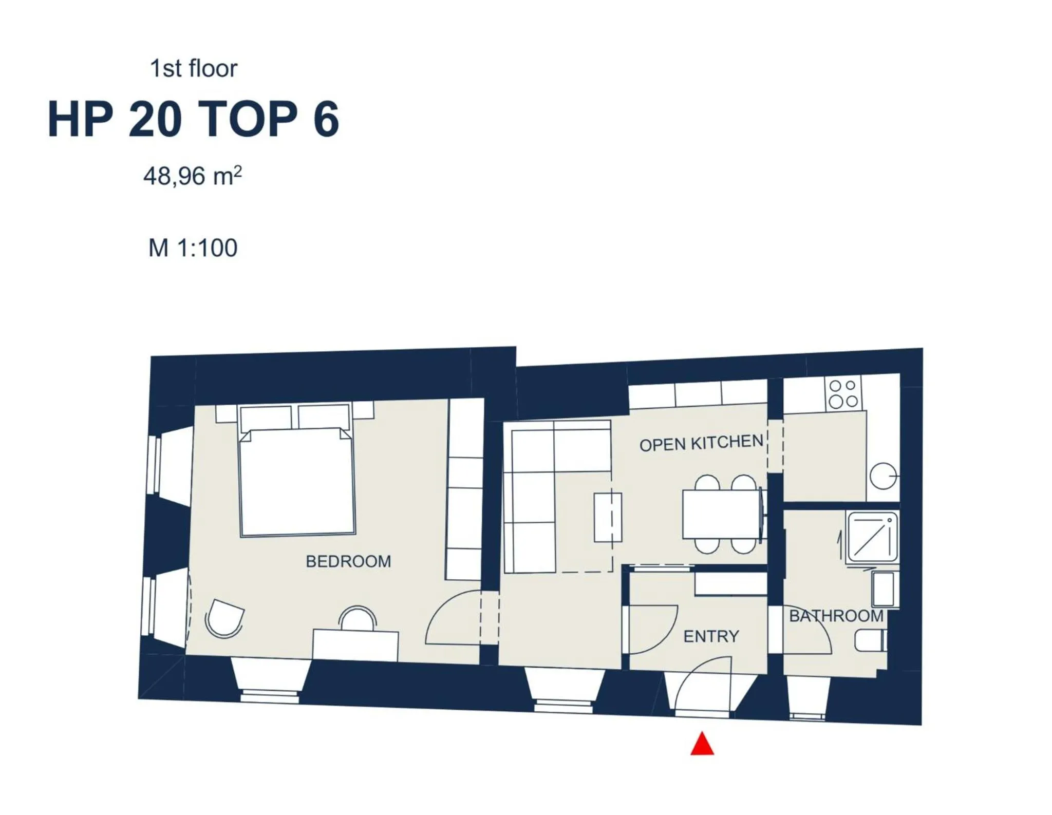 Floor plan in easy-flat Hauptplatz - City Center Apartments with a Kitchen
