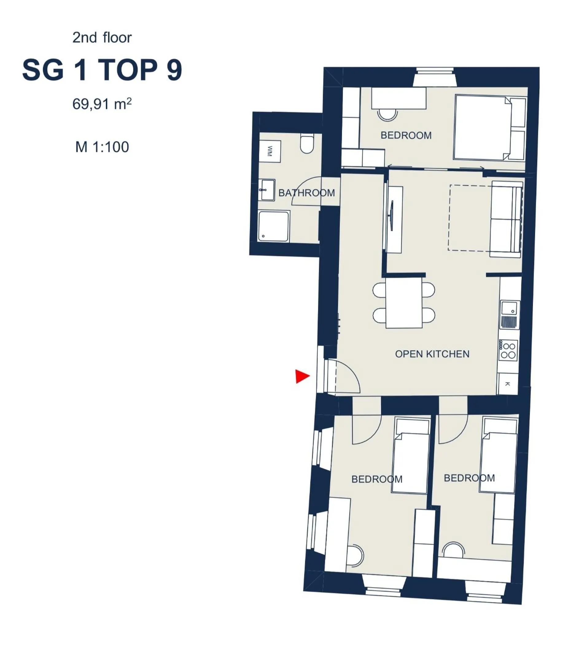 Floor plan in easy-flat Hauptplatz - City Center Apartments with a Kitchen
