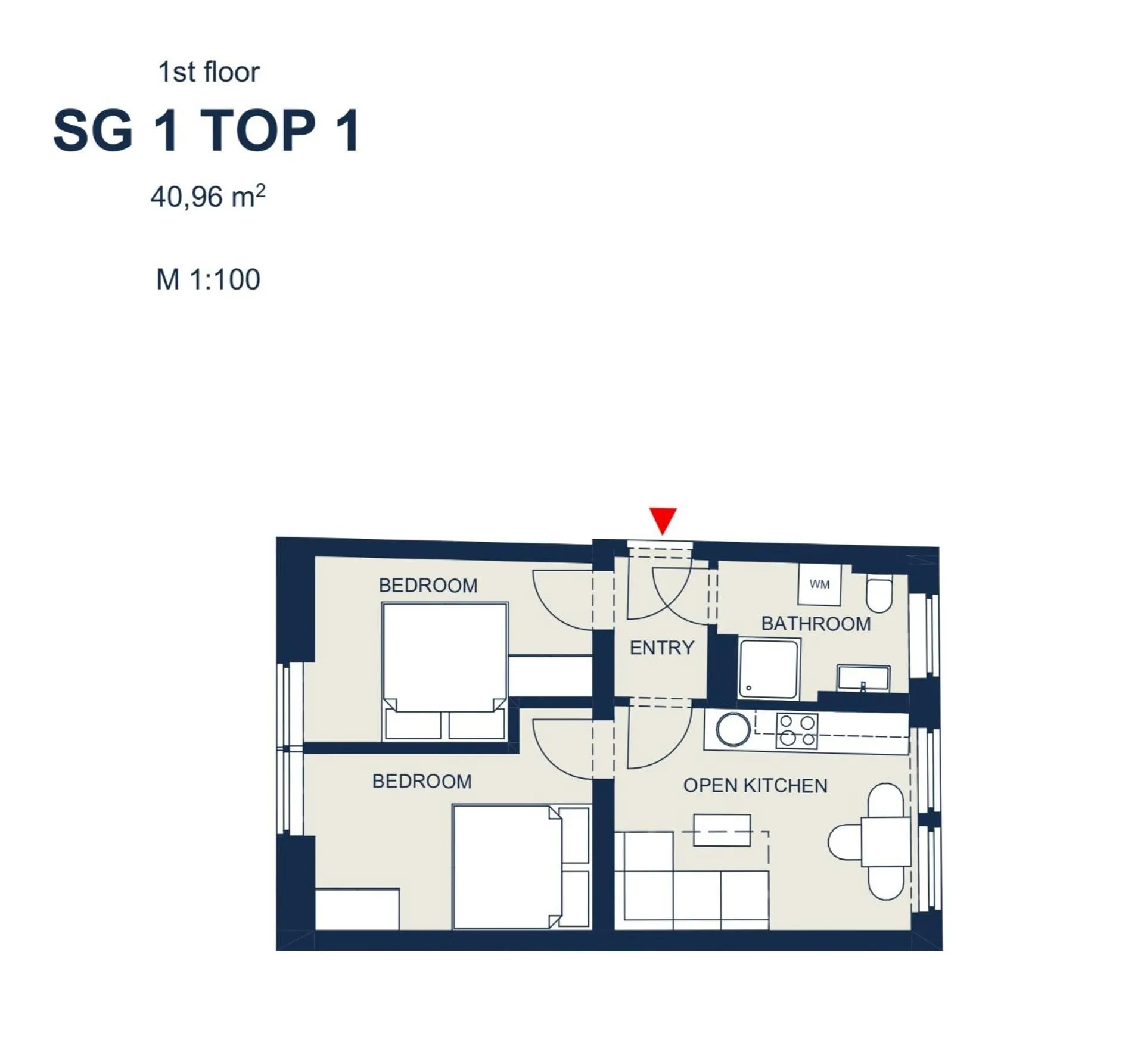 Floor plan in easy-flat Hauptplatz - City Center Apartments with a Kitchen