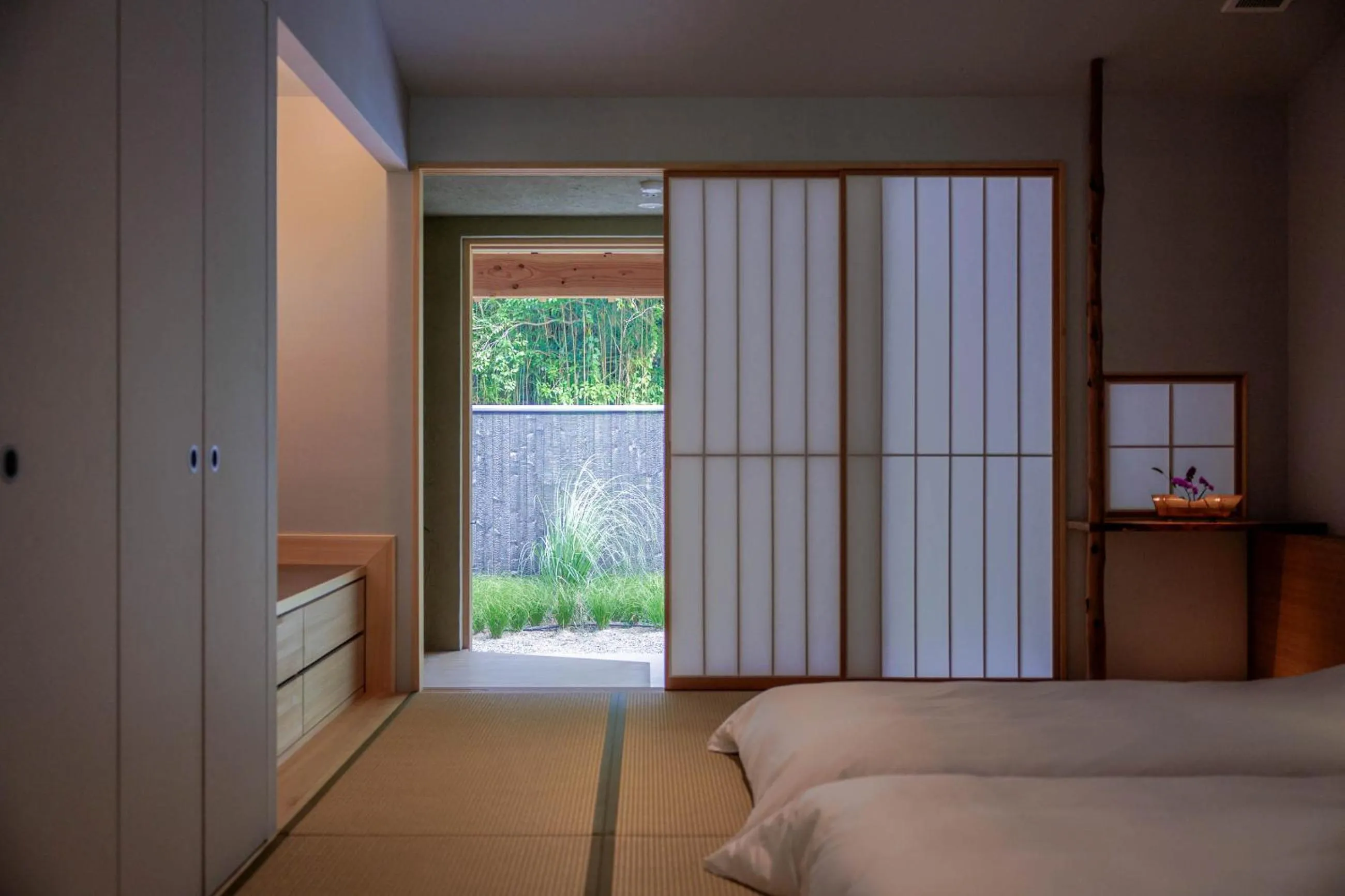 Bedroom, Bed in Naoshima Ryokan Roka