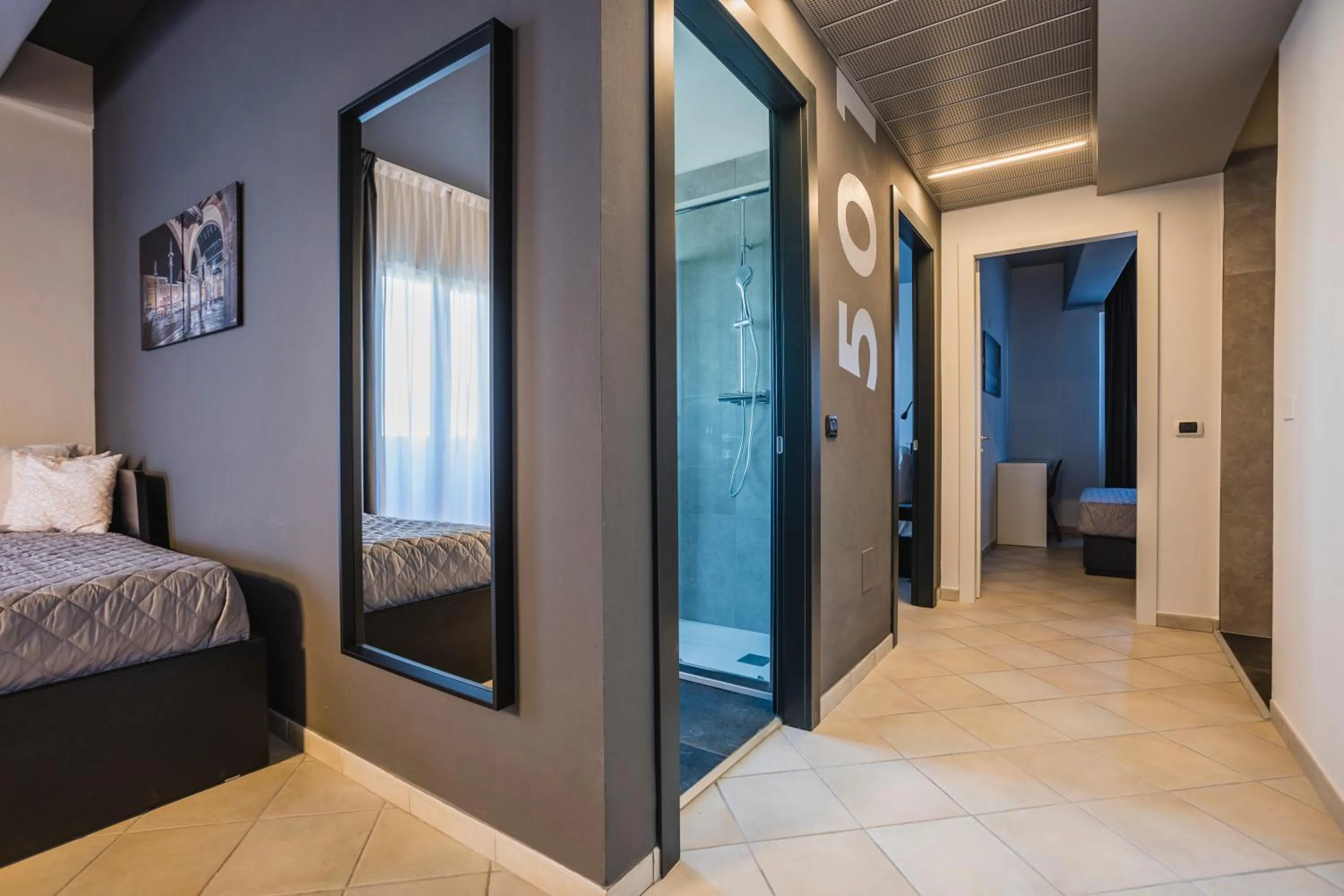 Shower, Bed in Residence 9 Line