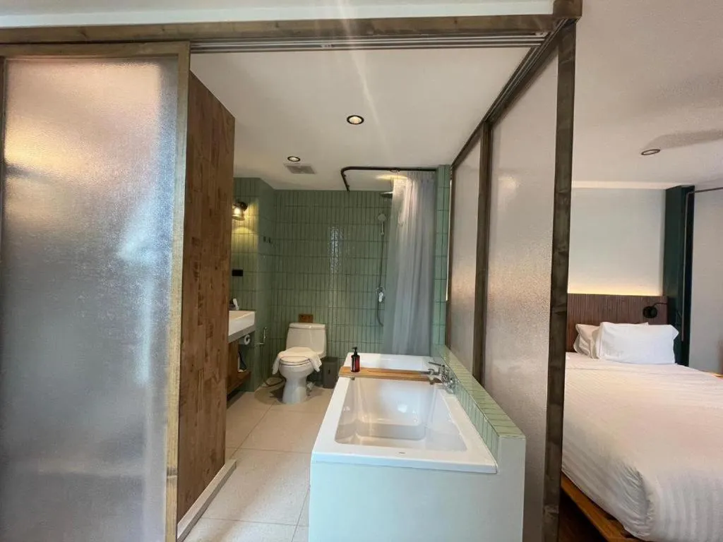 Bathroom, Bed in karaarom hotel