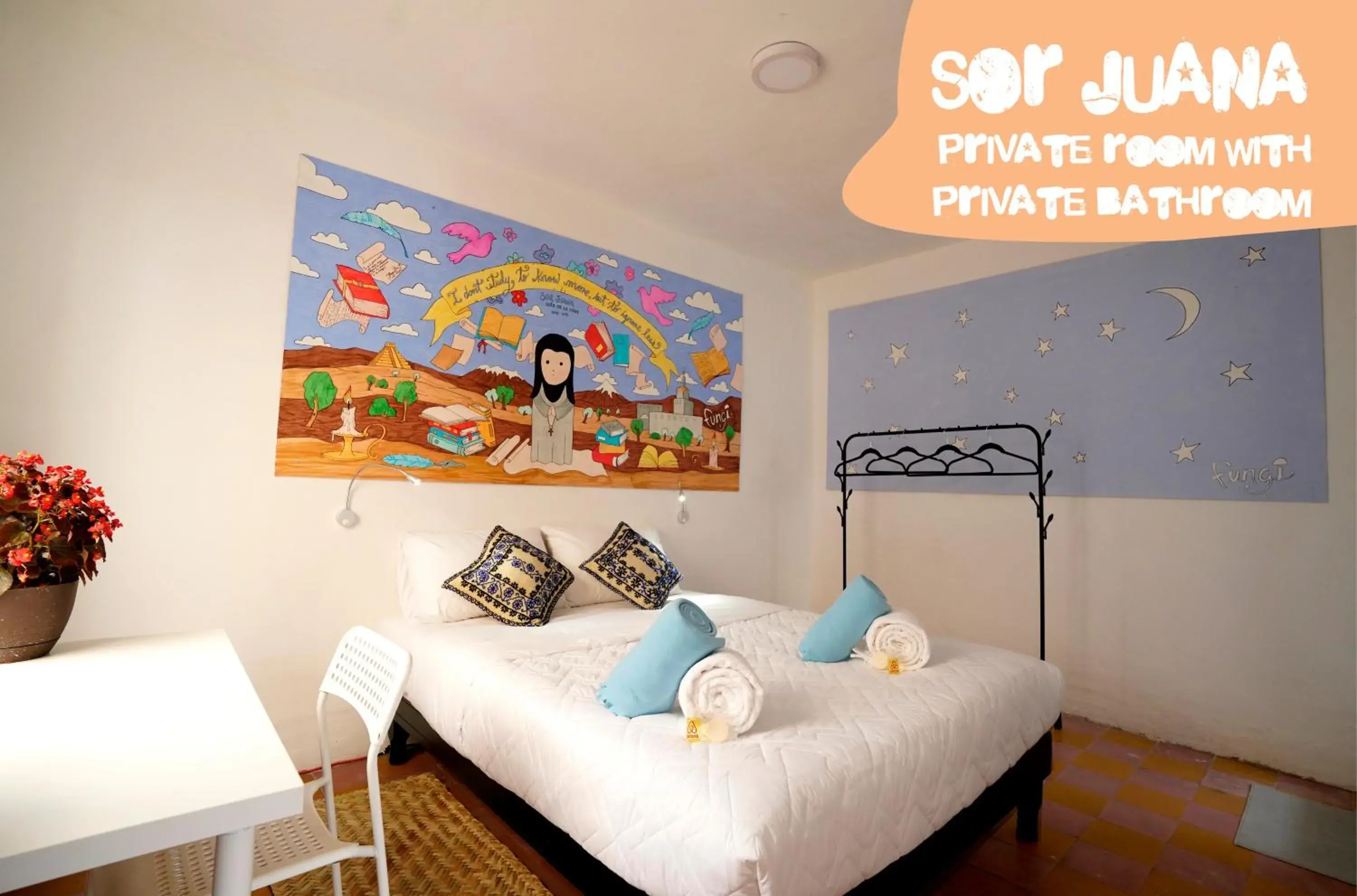 Double Room with Private Bathroom in Hostal Fungi Casa Rosa Double Room with Private Bathroom in Hostal Fungi Casa Rosa