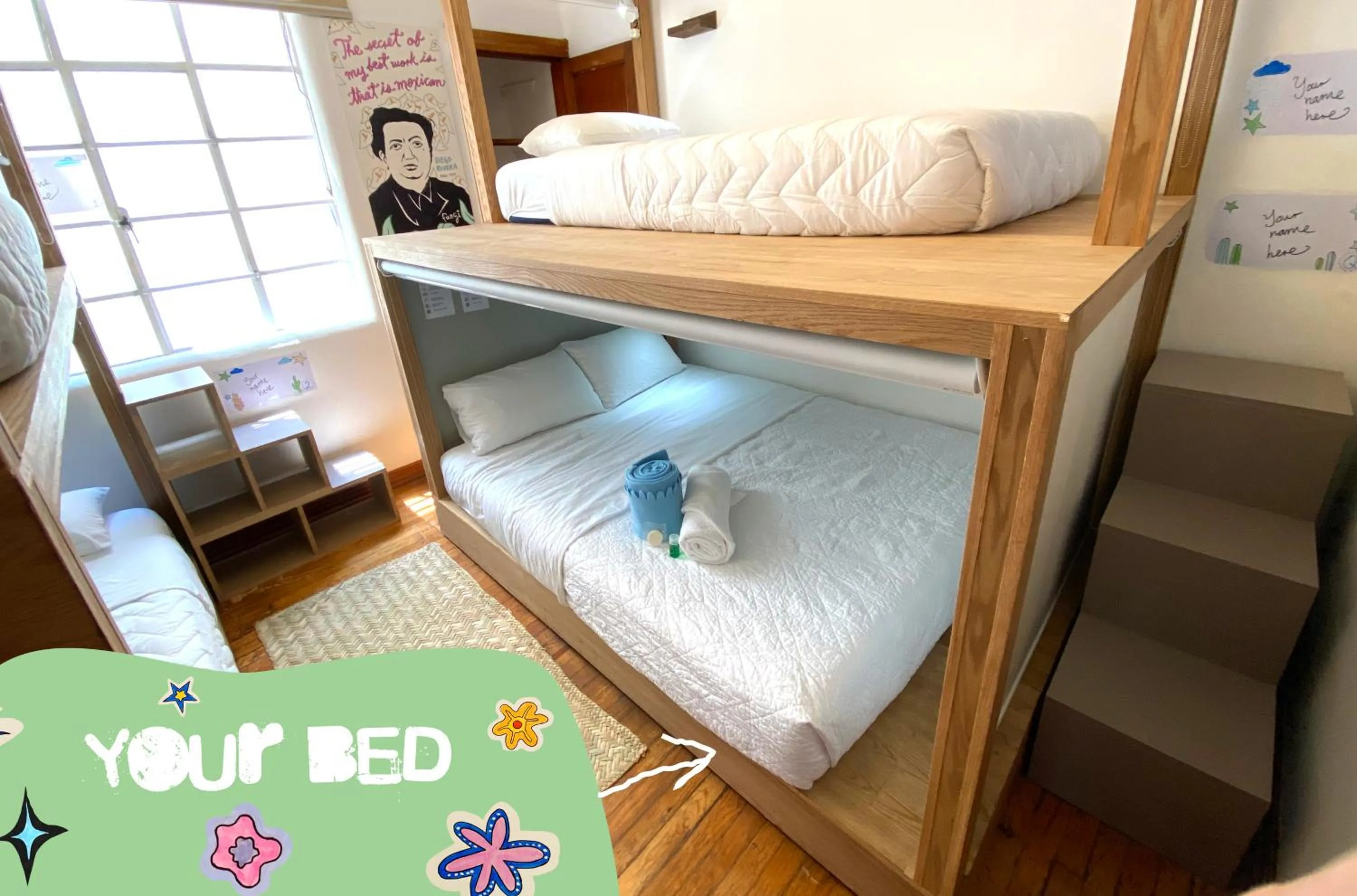 Bed in Hostal Fungi Casa Rosa