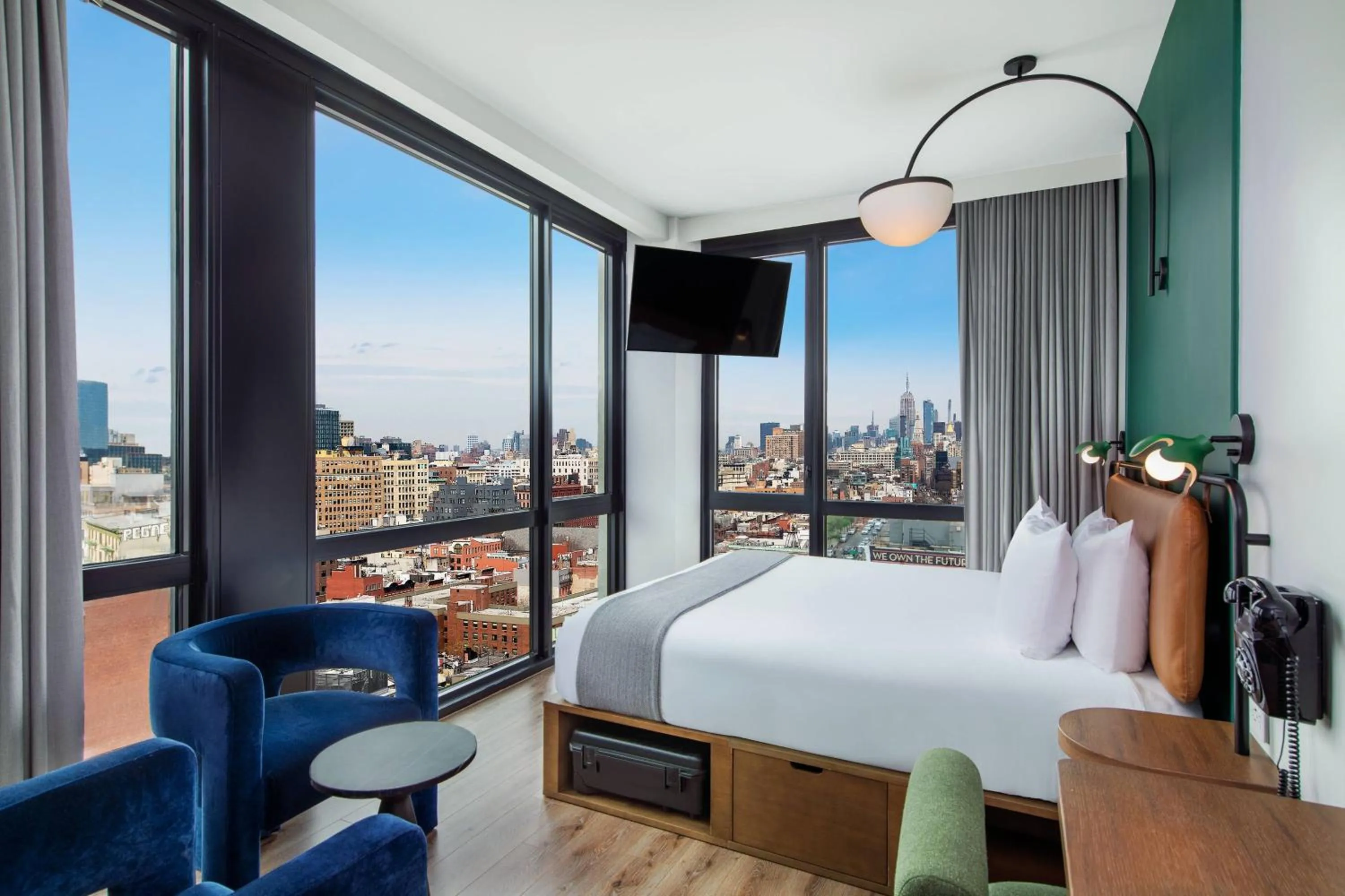 Photo of the whole room, Bed in Moxy NYC Lower East Side
