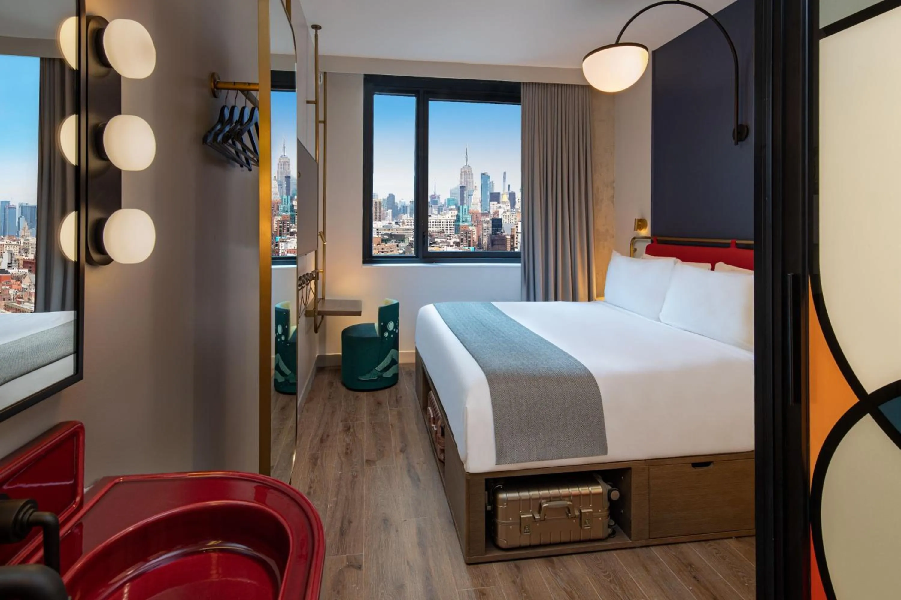 Photo of the whole room, Bed in Moxy NYC Lower East Side