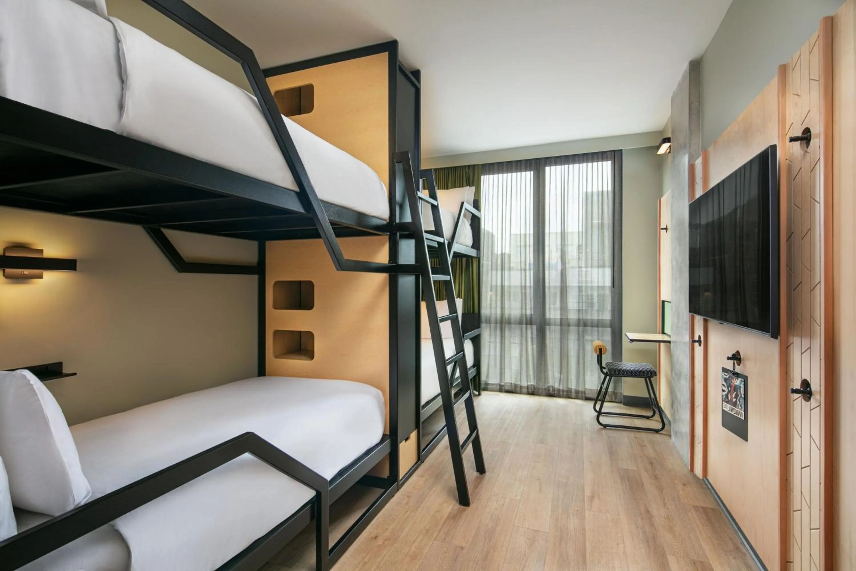 Photo of the whole room, Bed in Moxy Brooklyn Williamsburg