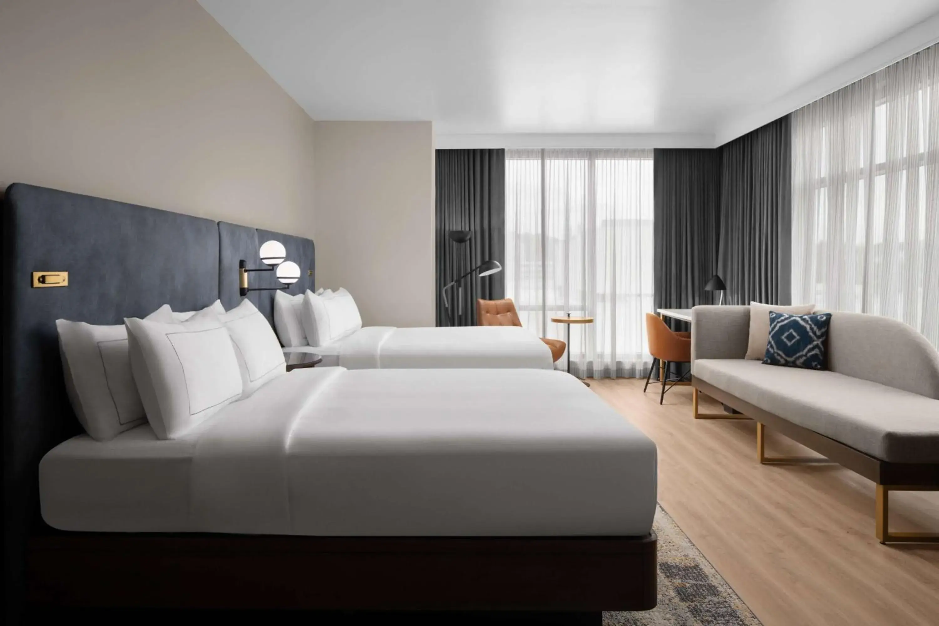 Queen Corner Room with Two Queen Beds - Hearing Accessible in Hotel West & Main Conshohocken, Tapestry Collection Hilton Queen Corner Room with Two Queen Beds - Hearing Accessible in Hotel West & Main Conshohocken, Tapestry Collection Hilton