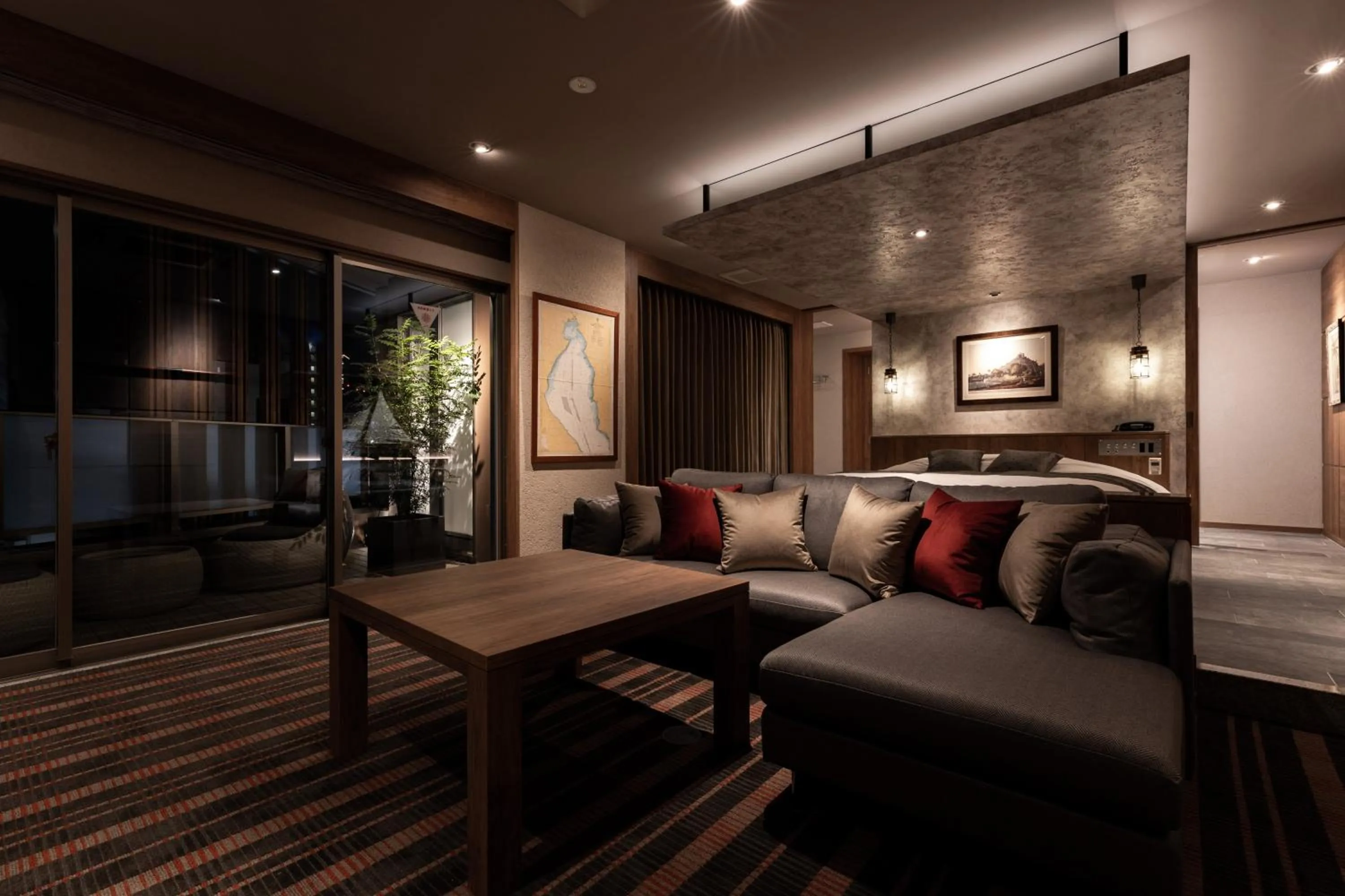 Living room, Bed in Y-HOTEL