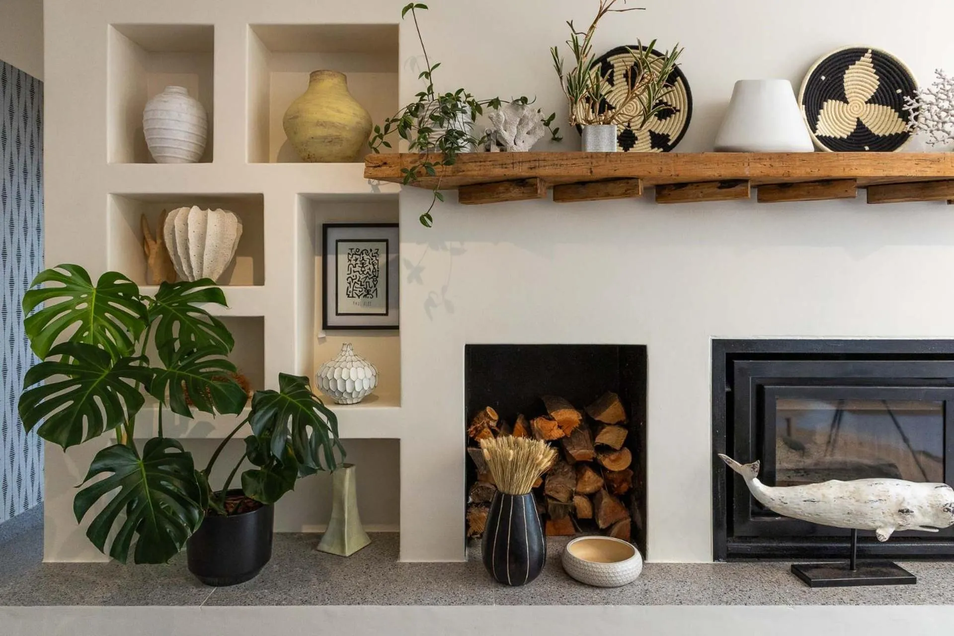 fireplace in Dune Beach House
