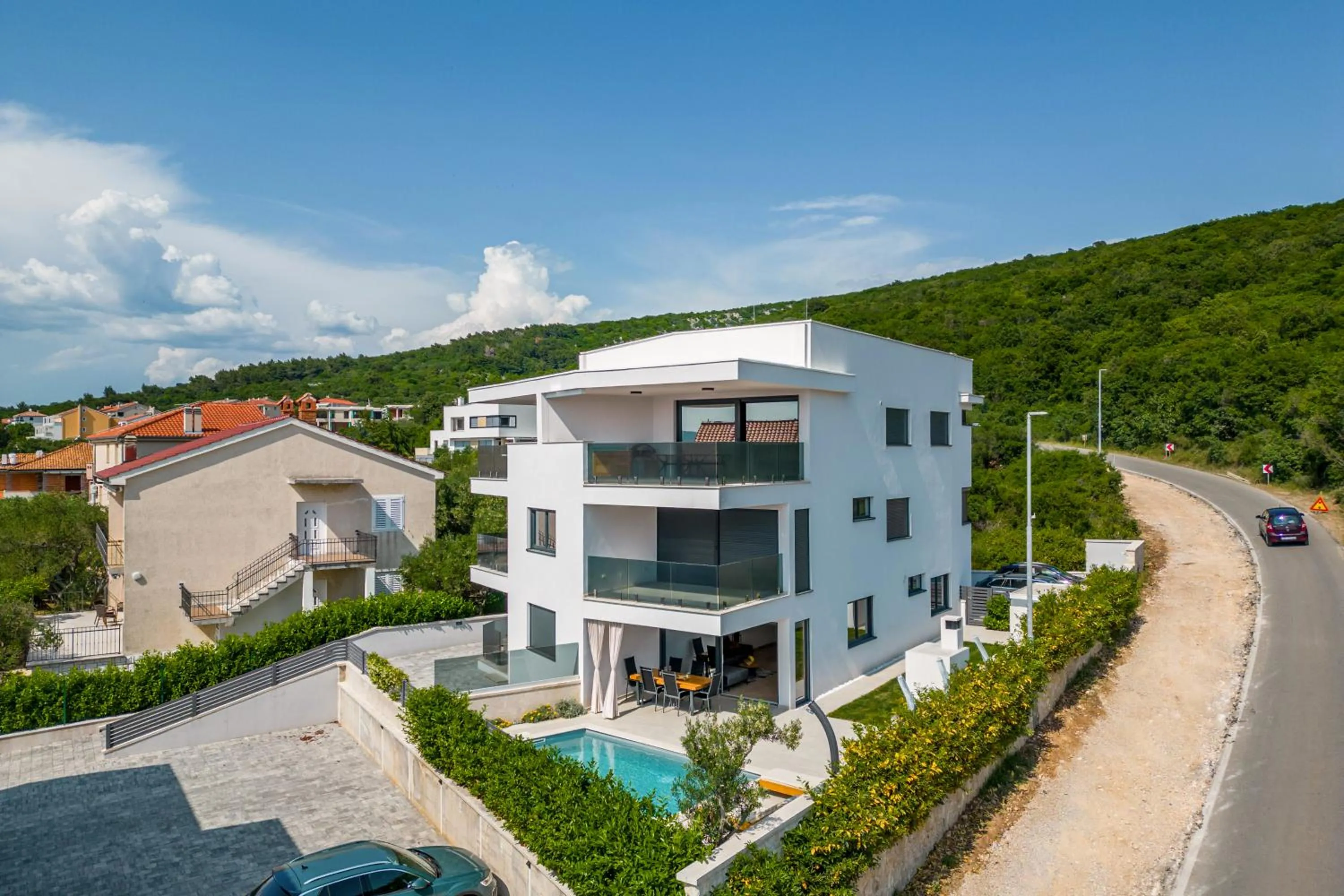 Bird's eye view in Luxury apartment Marco Polo with a private swimming pool with salt sea water