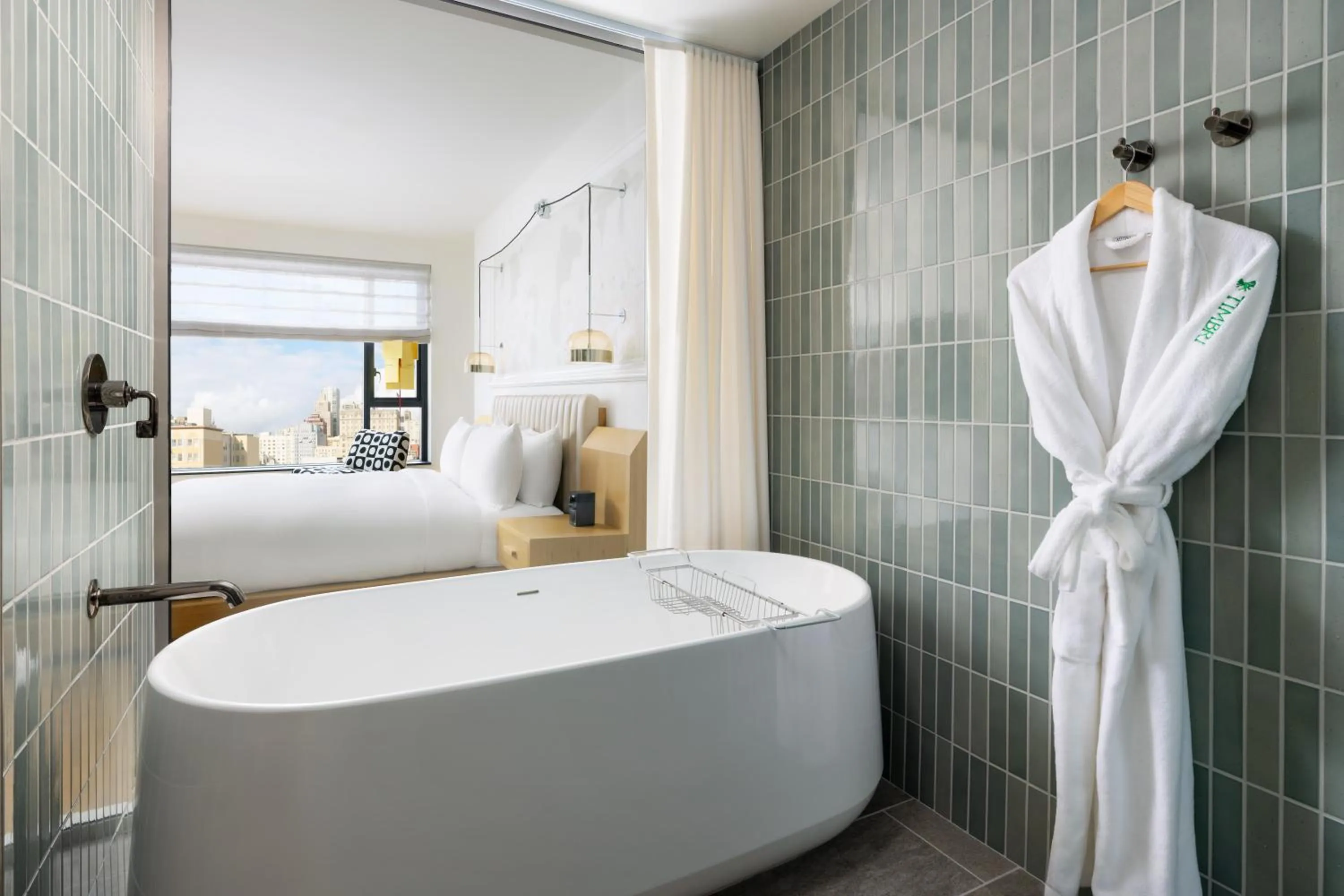 Bathroom, Bed in Timbri Hotel San Francisco, Curio Collection by Hilton