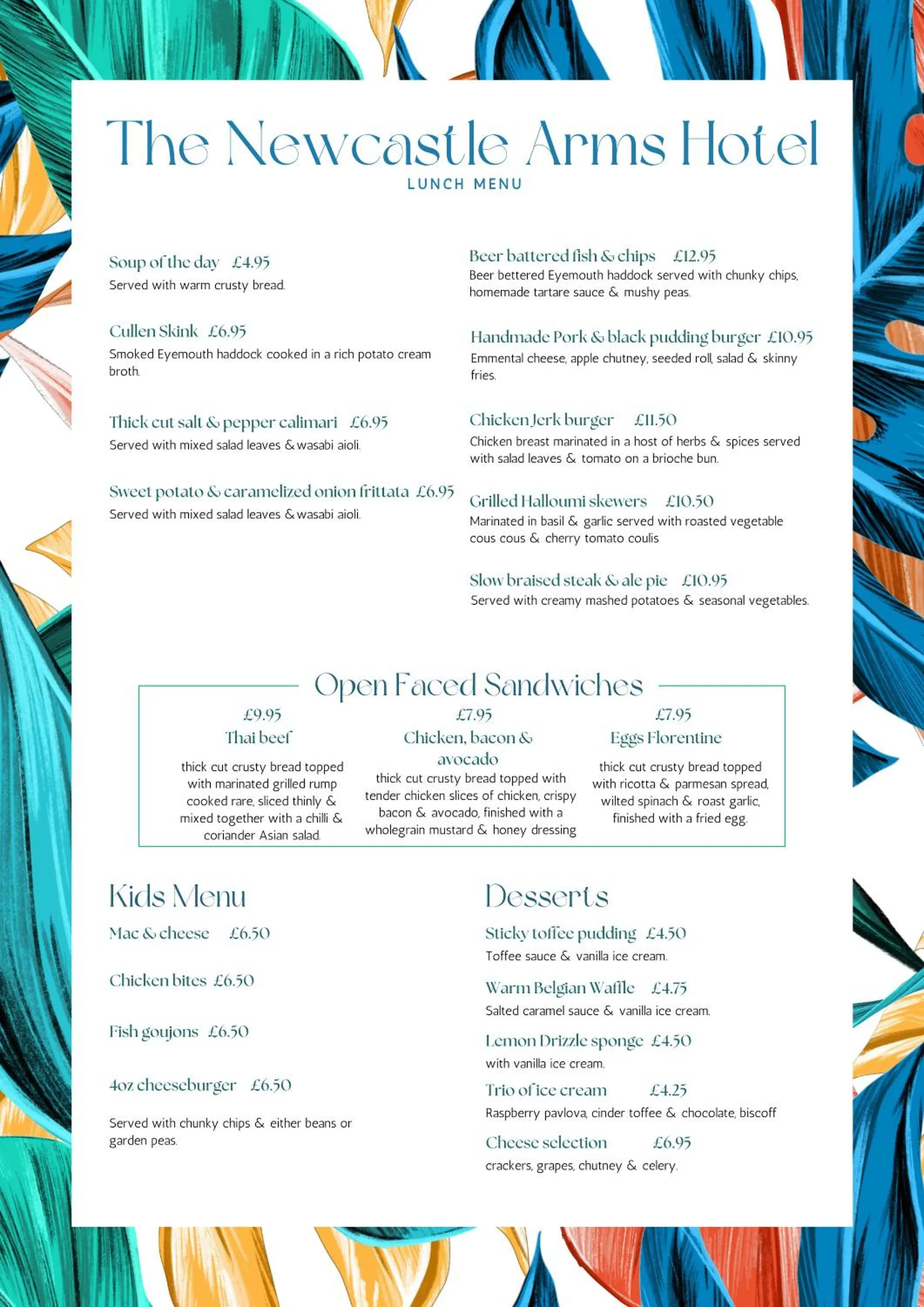 Food and drinks in Newcastle Arms Hotel