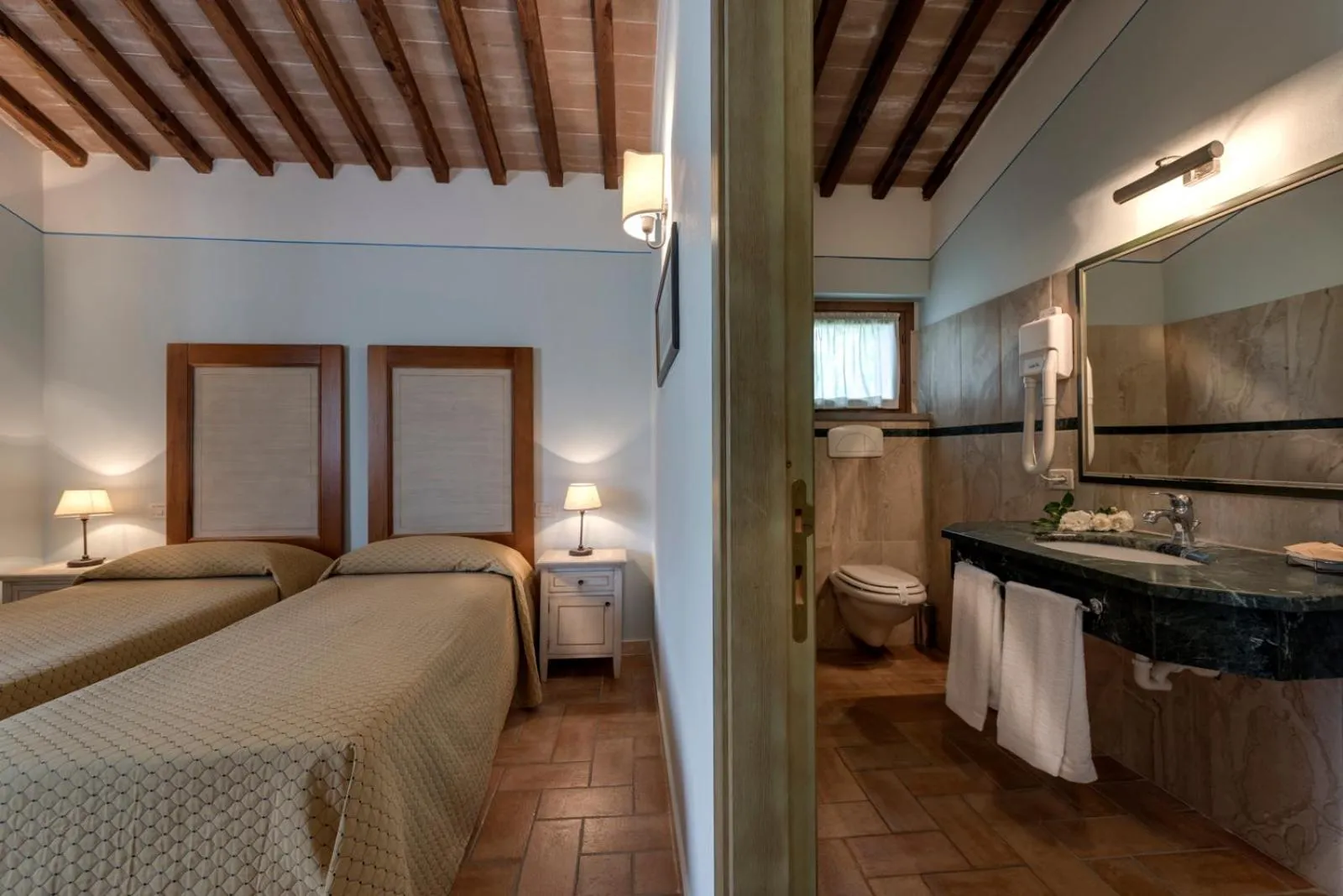 Bathroom, Bed in Antica Fonte Resort