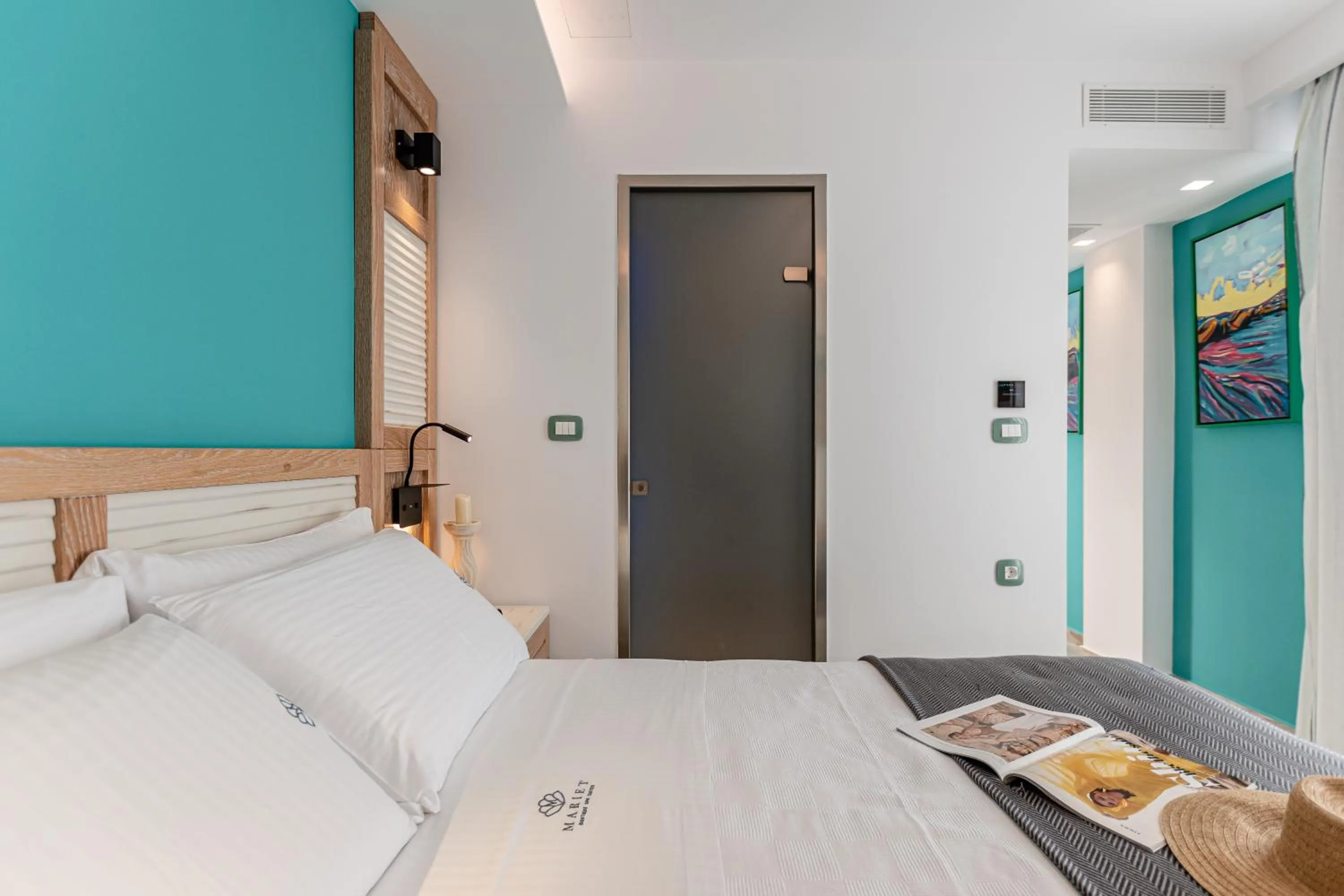 Bed in Mariet Naxos Elegant Suites