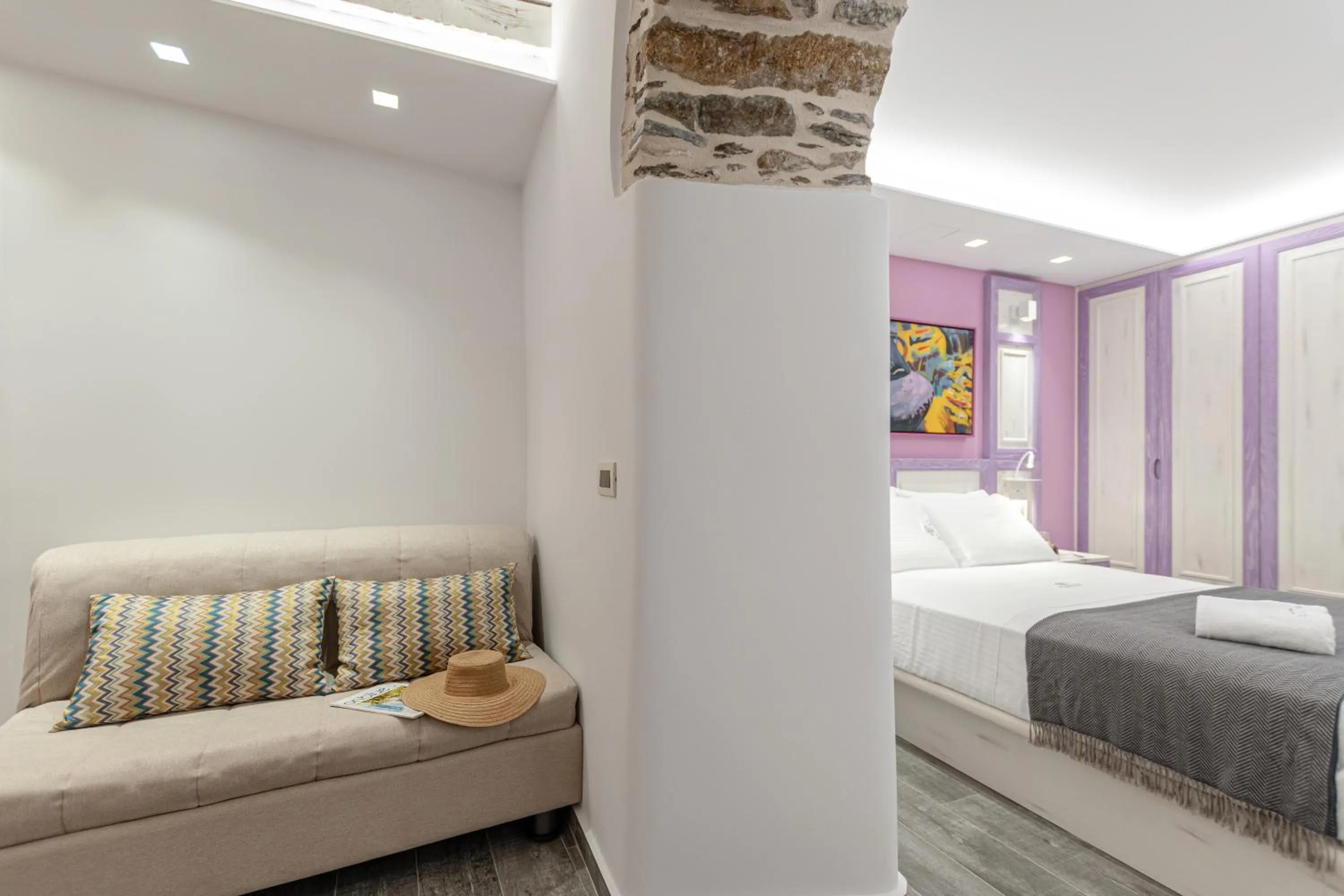 Bed in Mariet Naxos Elegant Suites