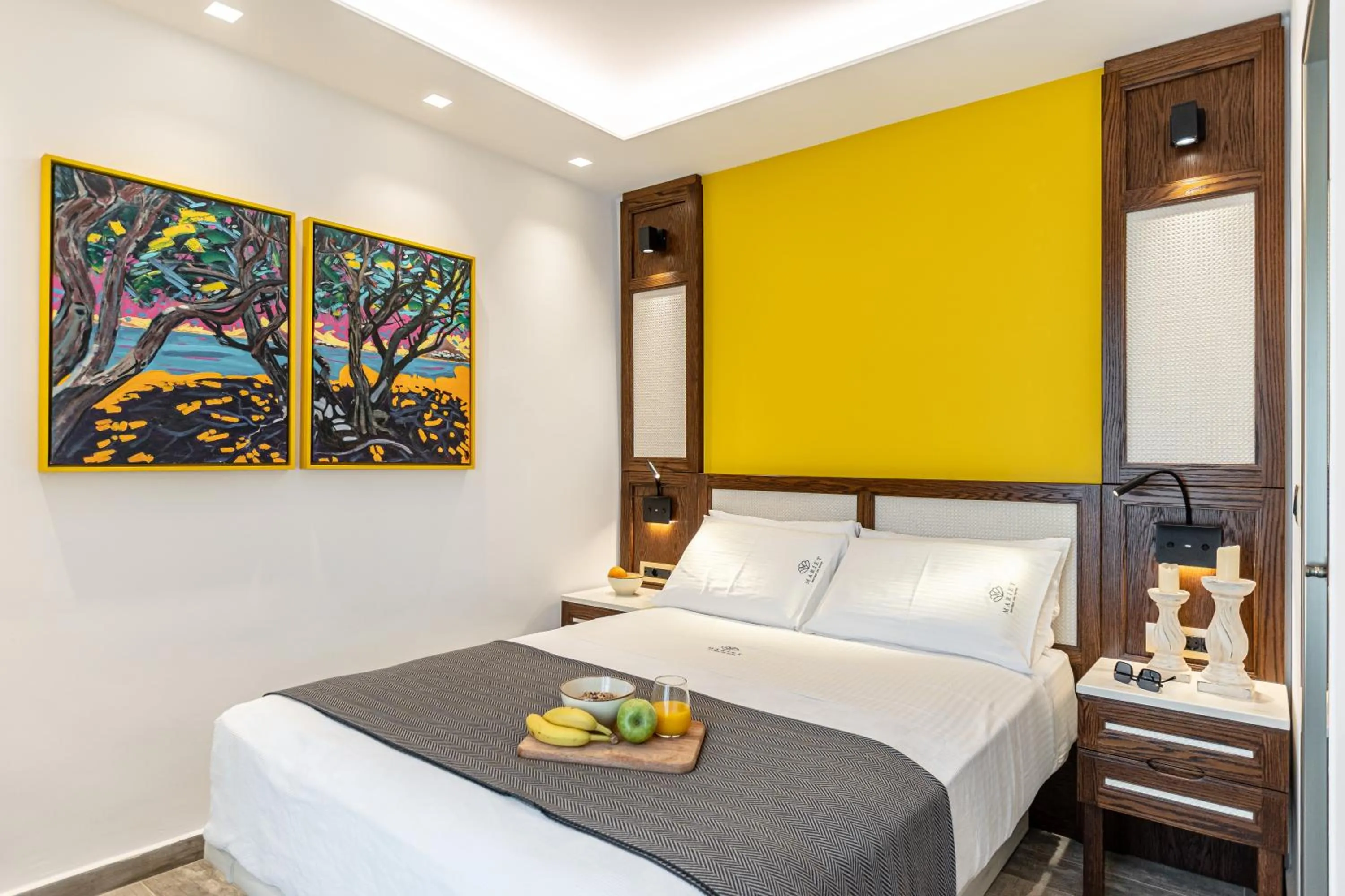 Bed in Mariet Naxos Elegant Suites