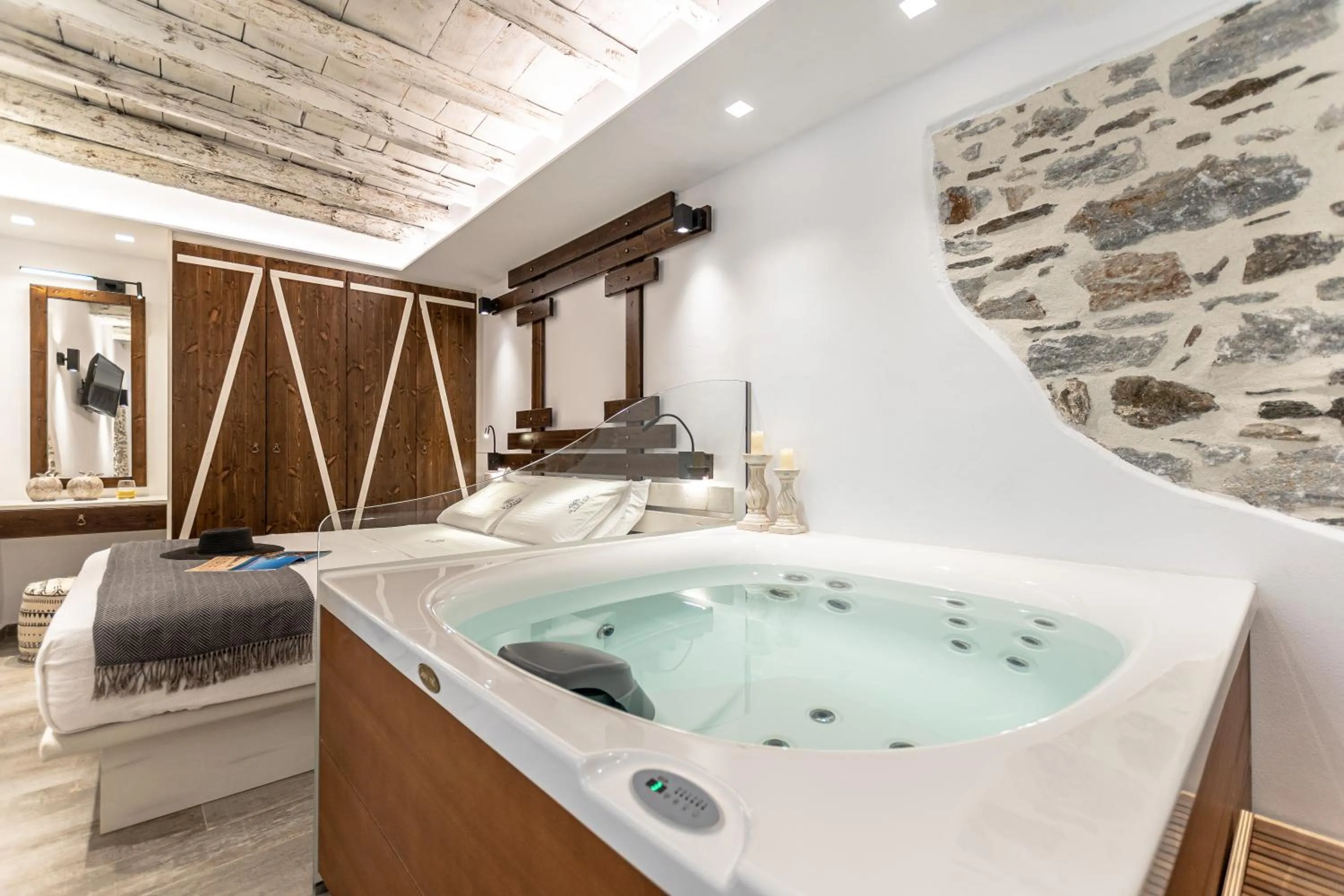 Bed in Mariet Naxos Elegant Suites