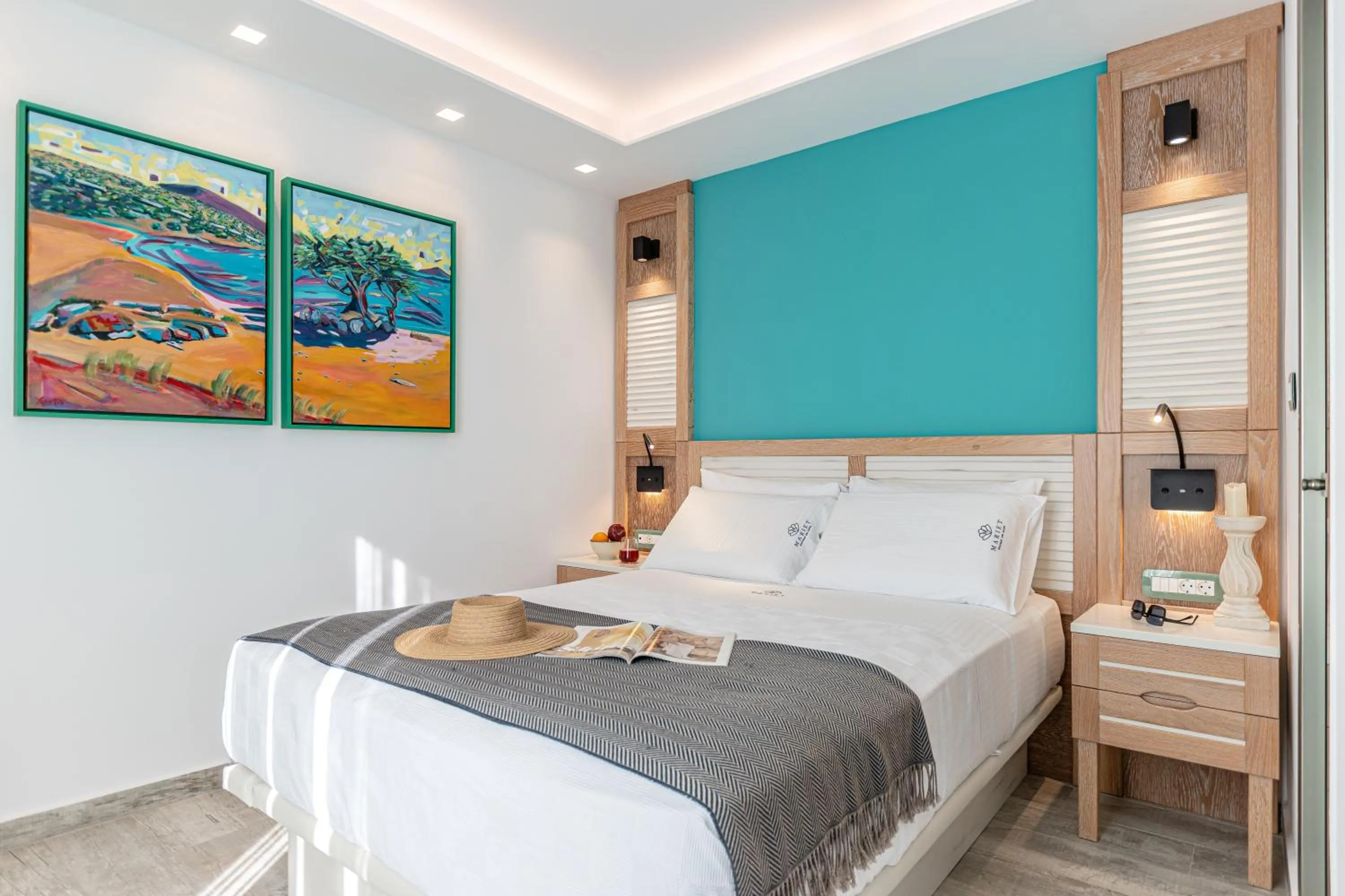 Bed in Mariet Naxos Elegant Suites