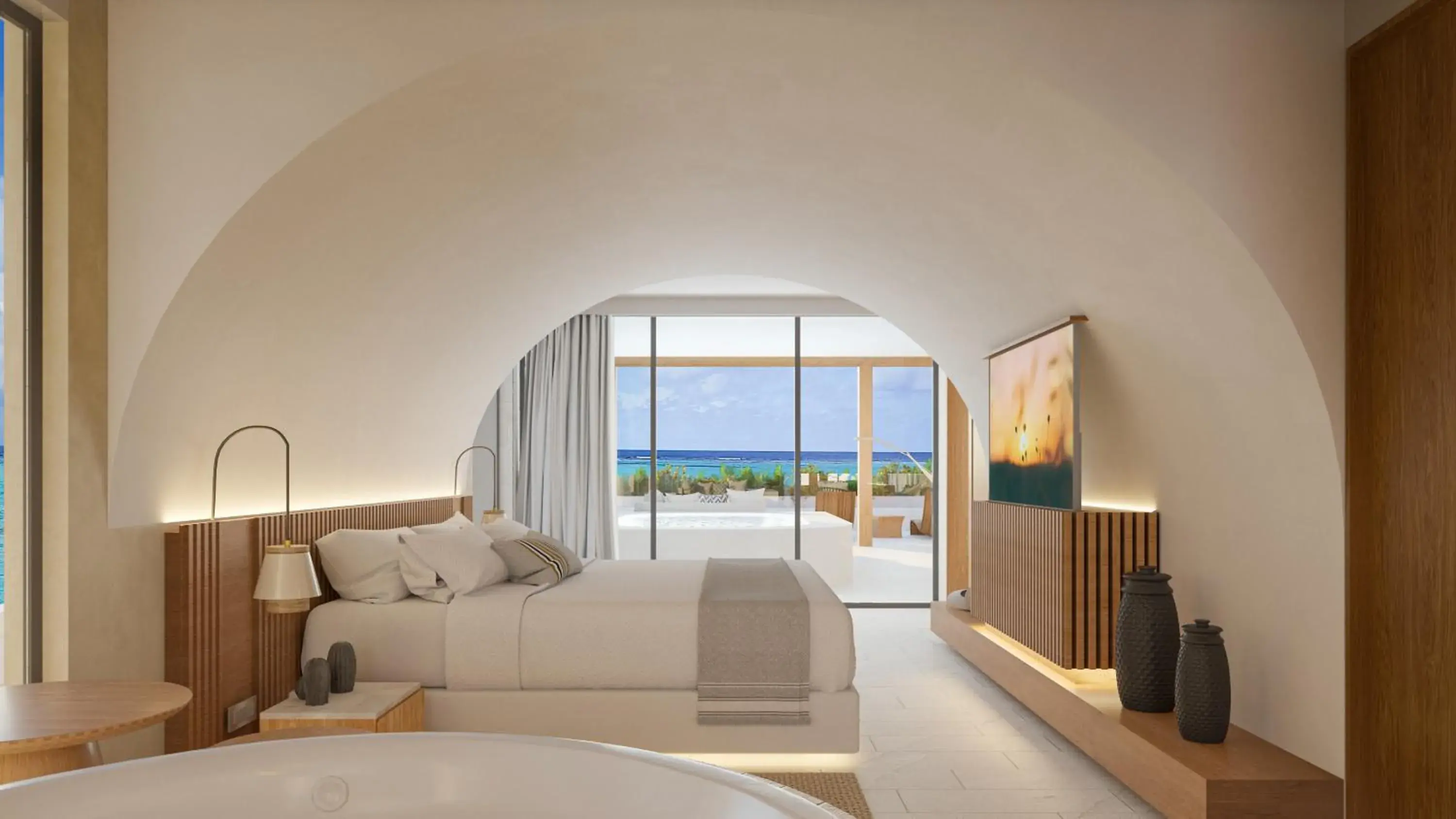 Bedroom, Bed in Impression Isla Mujeres by Secrets - Adults Only - All Inclusive Bedroom, Bed in Impression Isla Mujeres by Secrets - Adults Only - All Inclusive