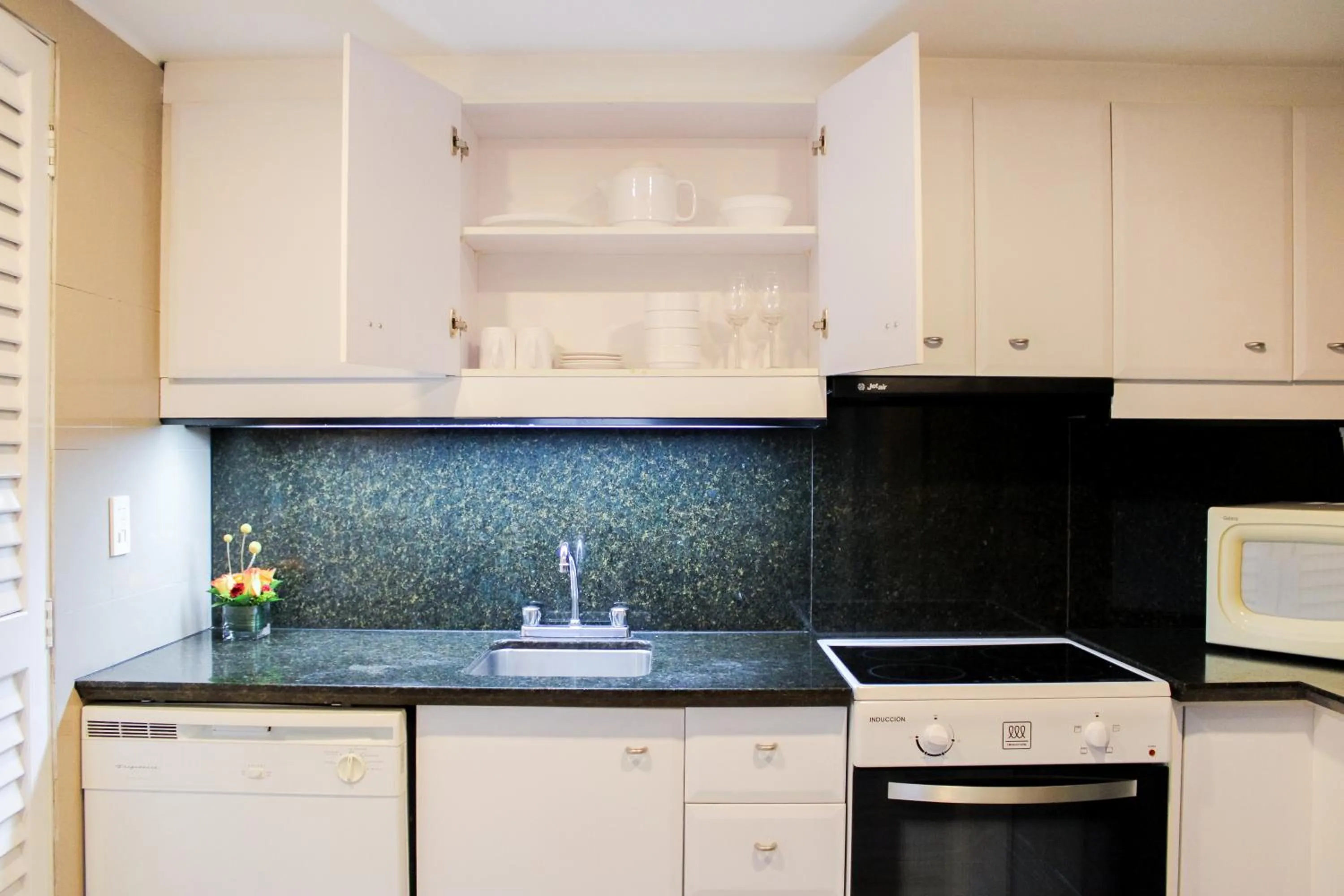 Kitchen or kitchenette in Aparta Hotel Torres de Suites