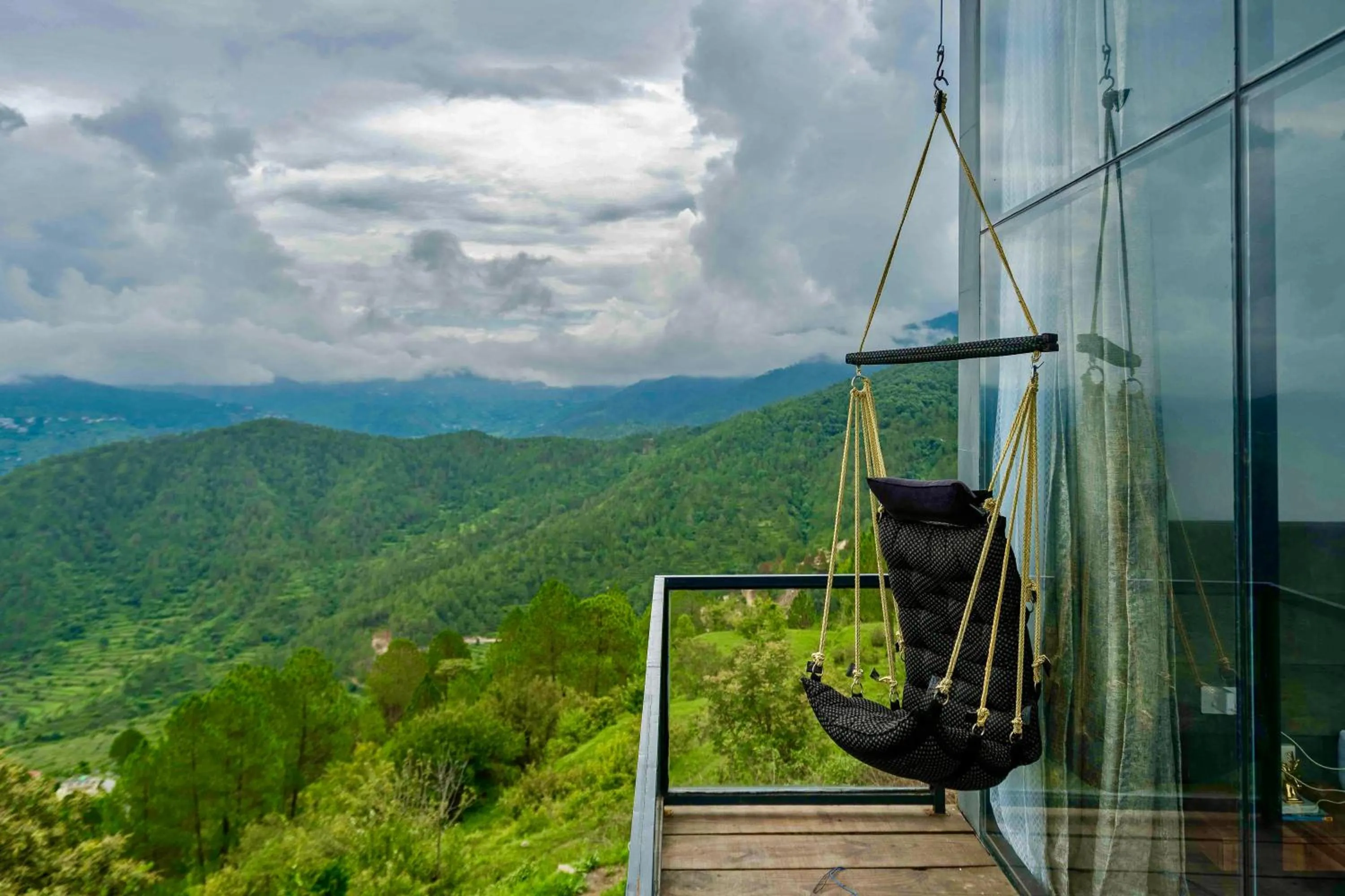 Natural landscape in SaffronStays Glasshouse Celeste, Ranikhet - luxurious glass villa with breathtaking views