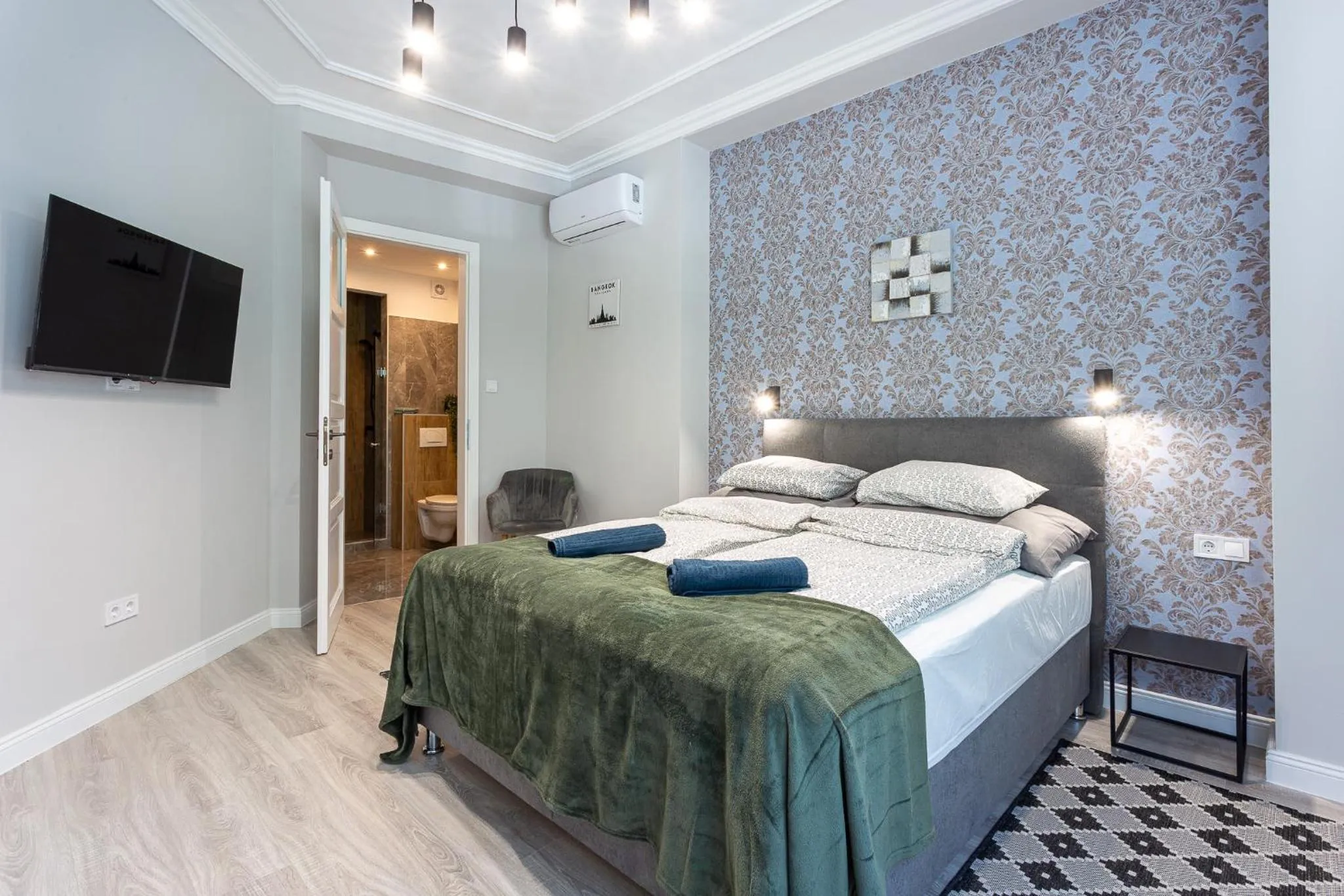 Bed in Buda Castle Serpentine Apartments