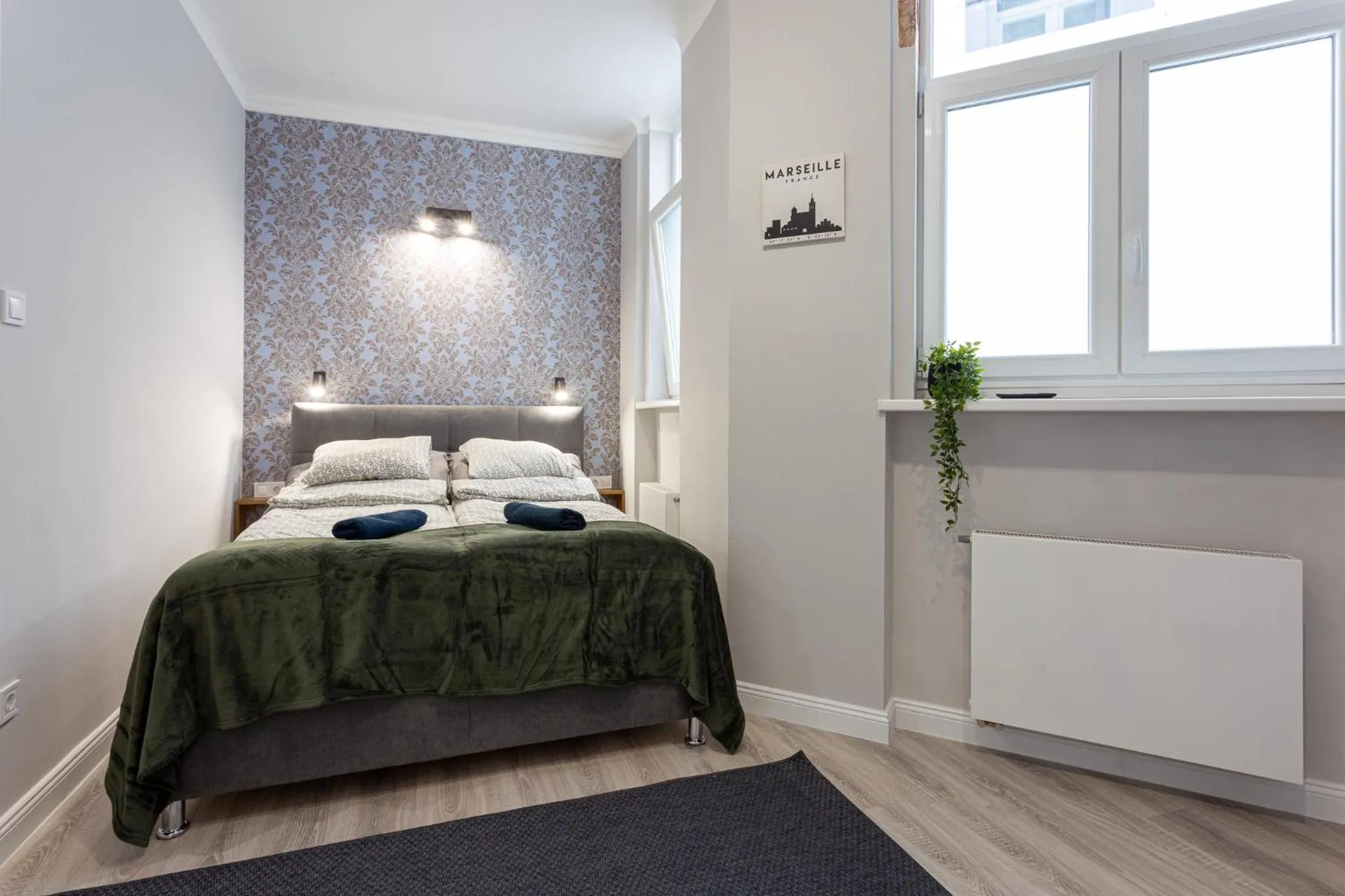 Bed in Buda Castle Serpentine Apartments