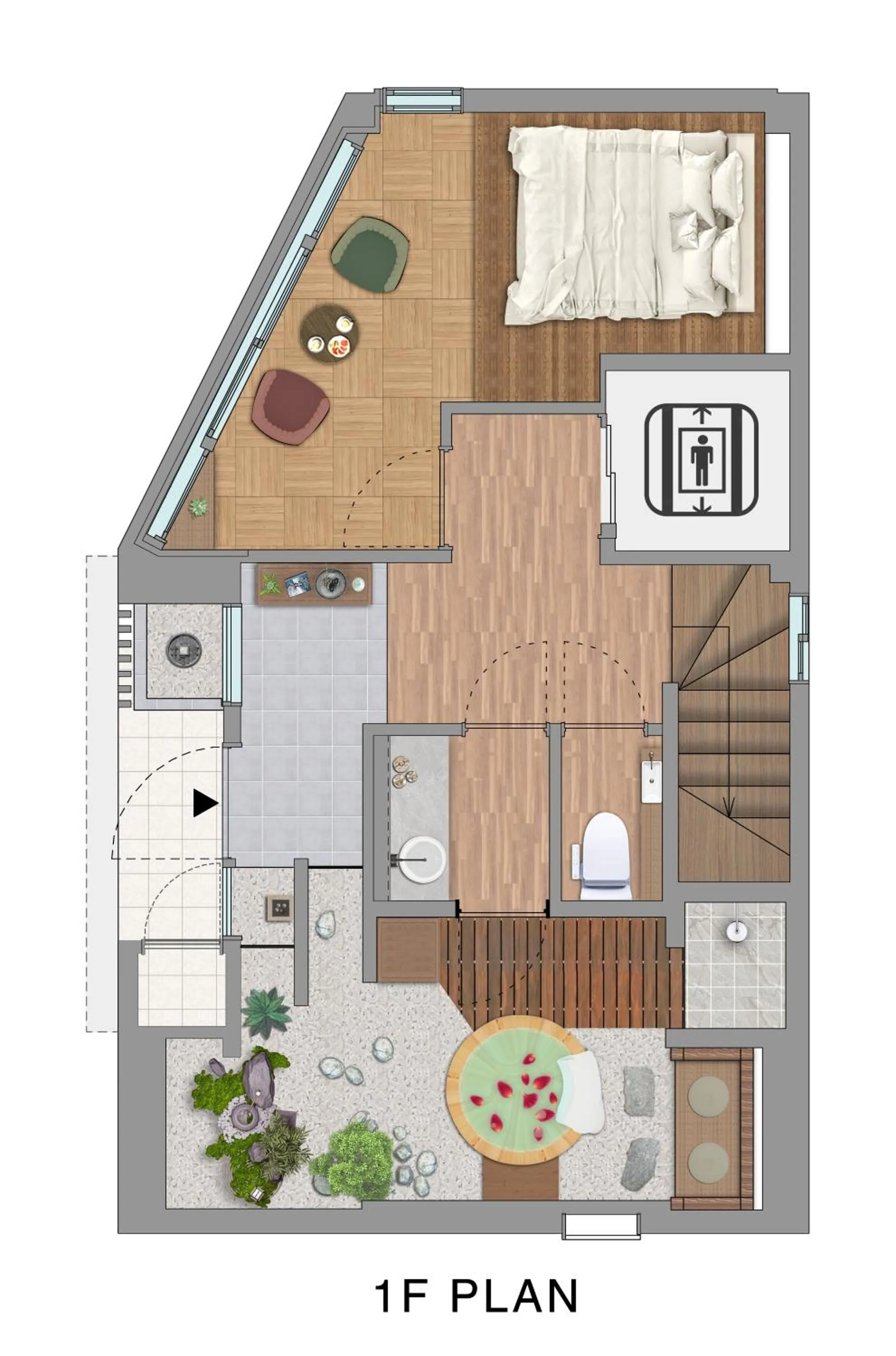 Photo of the whole room in 古今 天下茶屋 with a private parking lot and a half open-air bath and direct to KIX