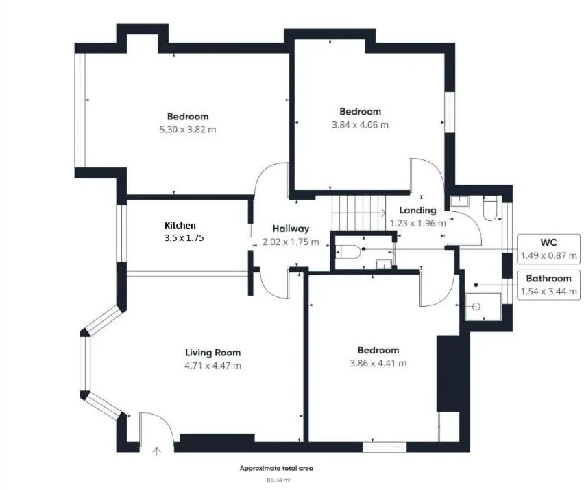 Floor plan in Ground Floor at the Old Vicarage