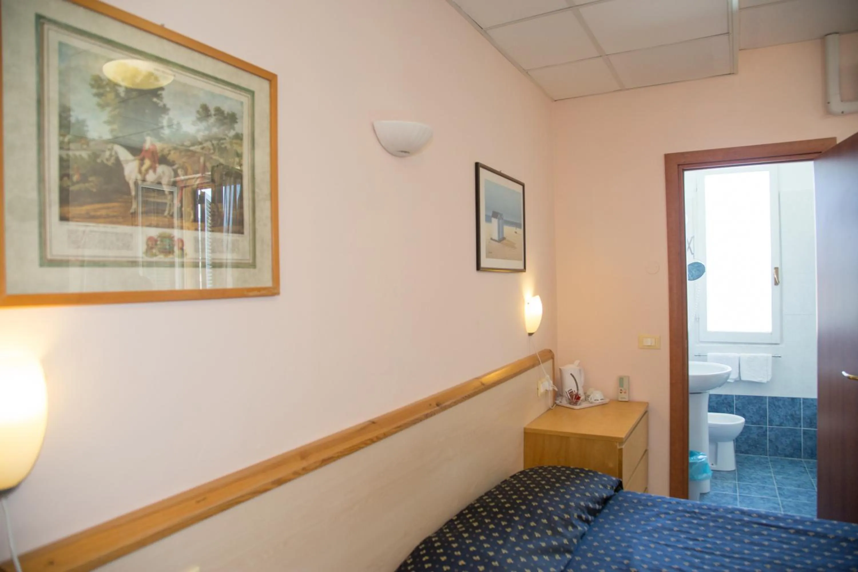 Bathroom, Bed in Hotel Delle Mimose