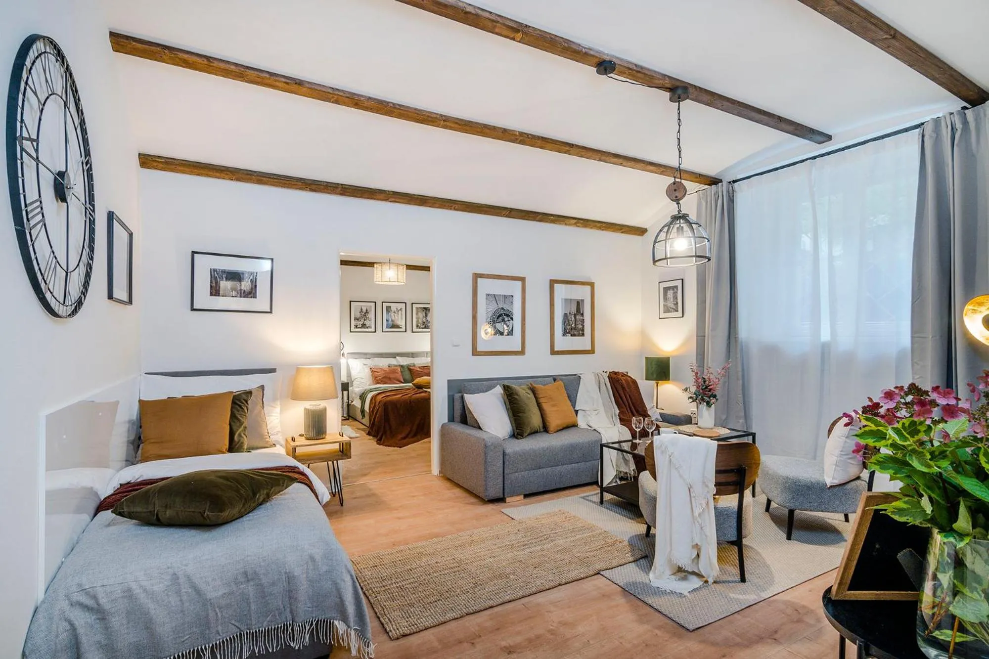 Living room, Bed in Florenc Apartments Prague 1 by Michal&Friends