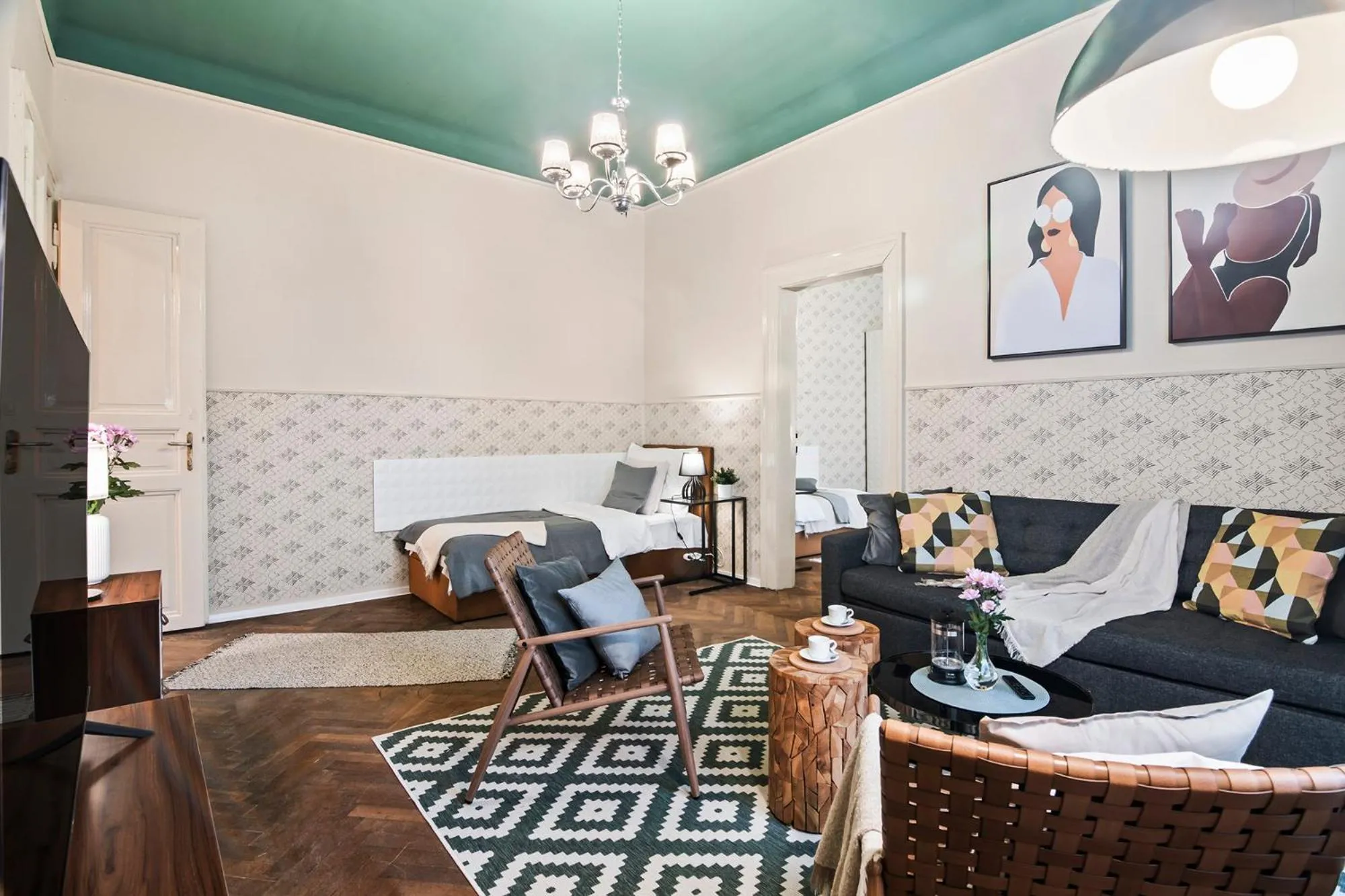 Living room in Florenc Apartments Prague 1 by Michal&Friends